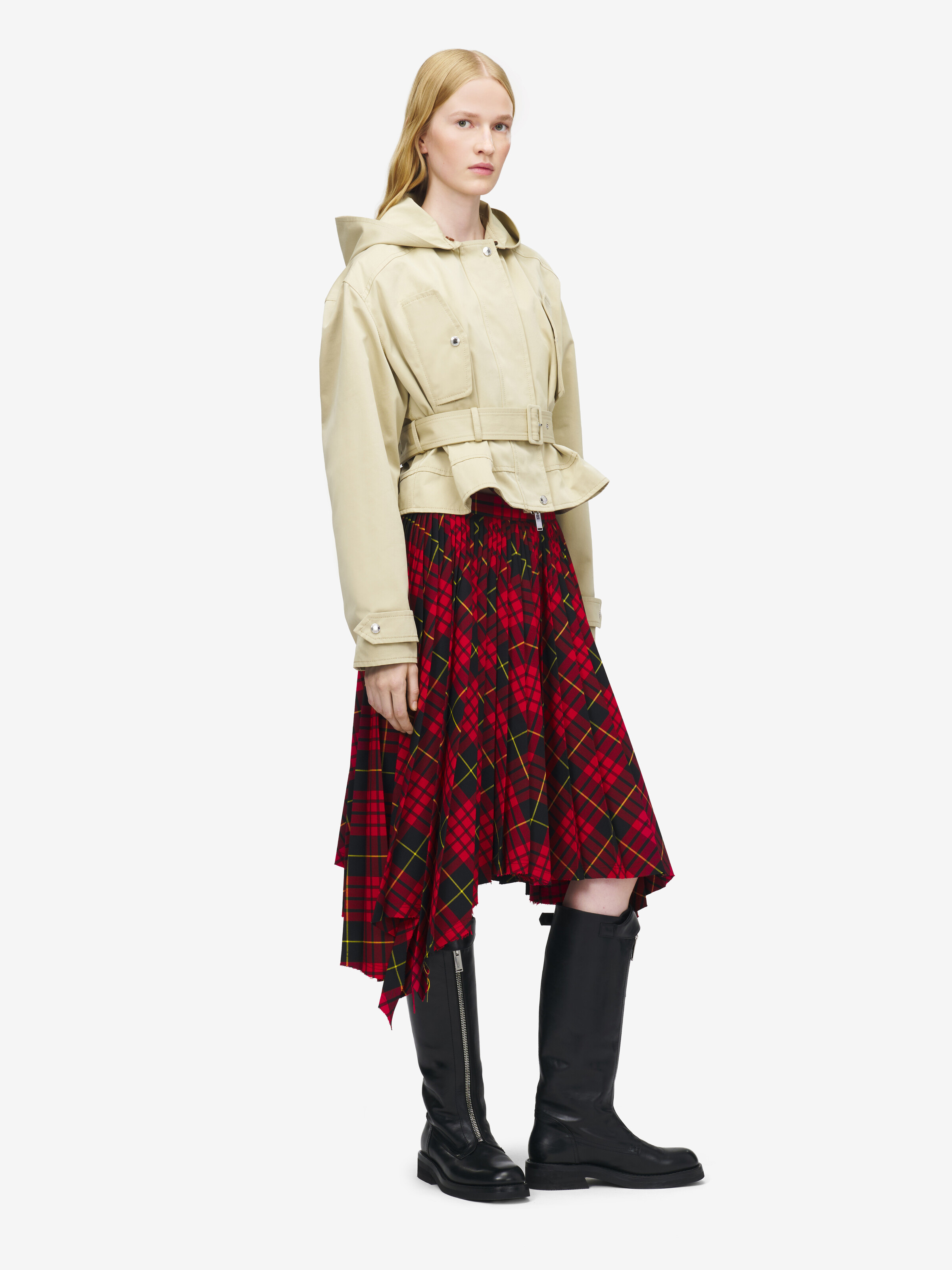 Women's Belted Peplum Jacket in Beige in 100% Cotton | Alexander McQueen - image 3