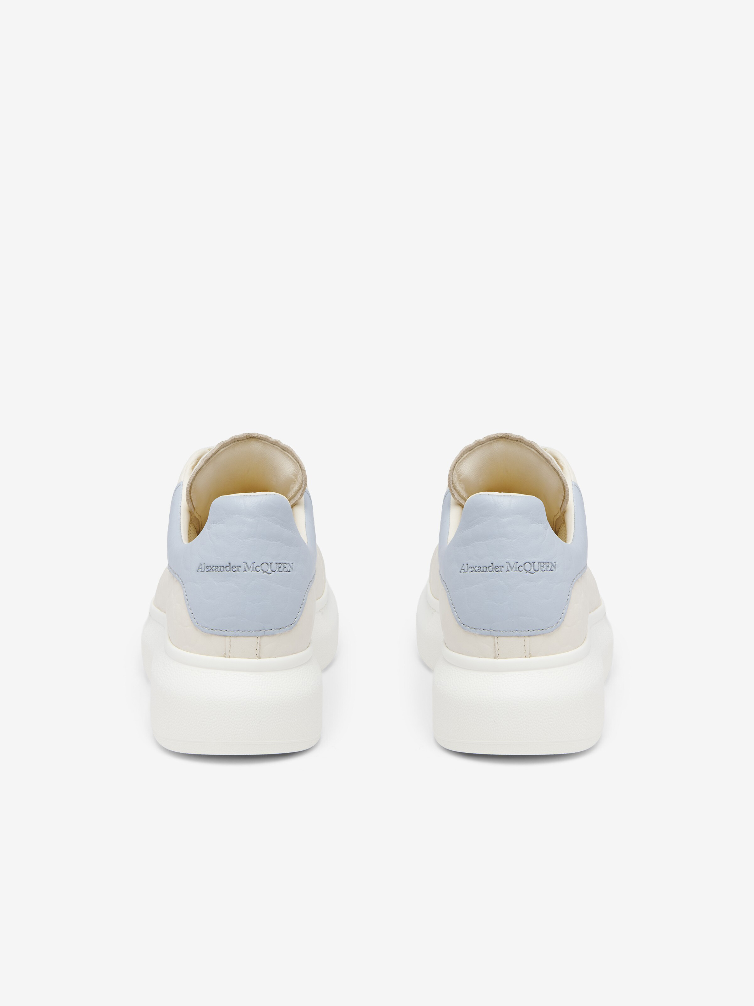 Women's Oversized Sneaker in Off White/Light Blue in Shearling | Alexander McQueen - image 2