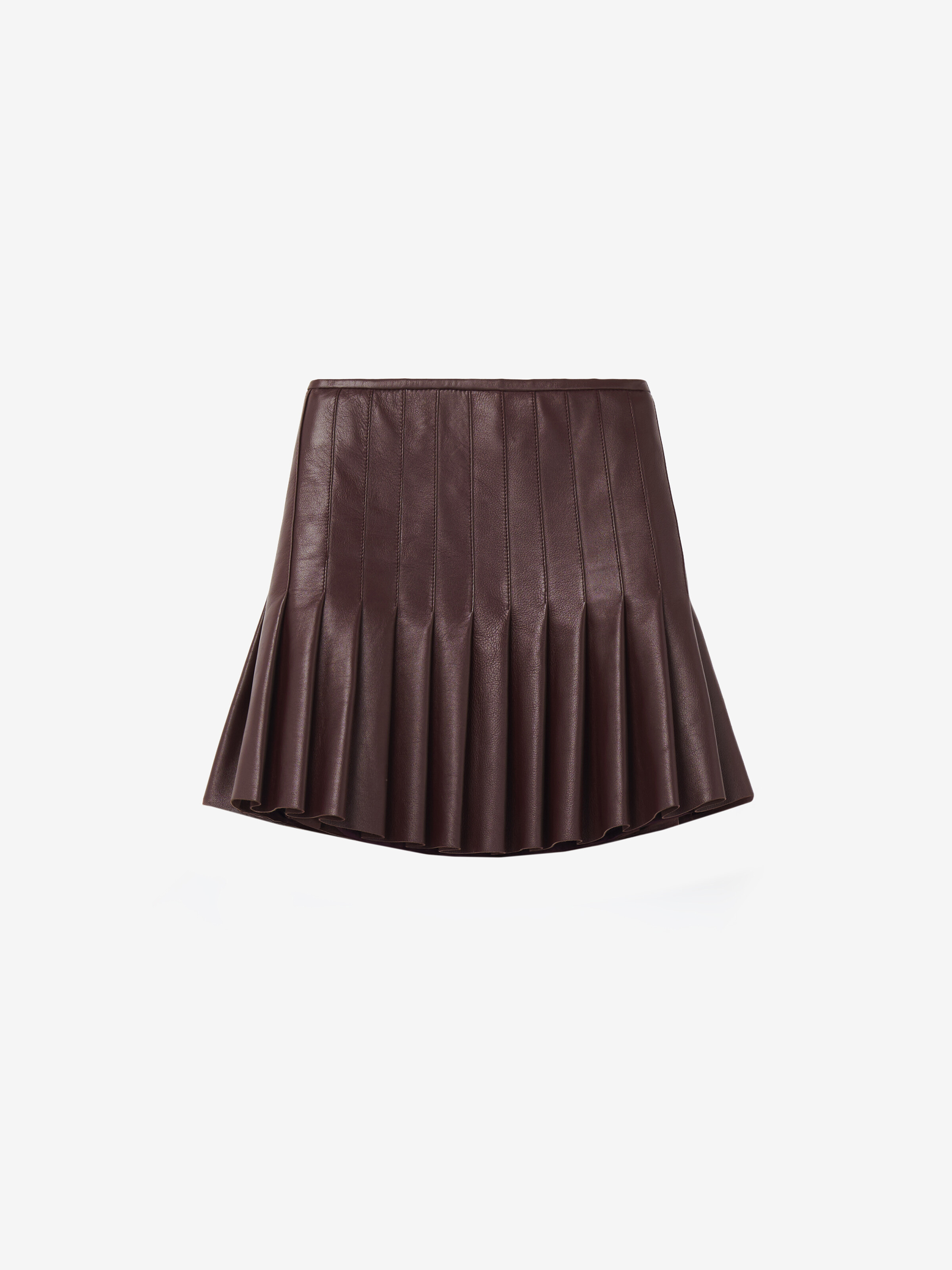 Women's Leather Pleated Mini Skirt in Burgundy in Lamb Leather | Alexander McQueen - image 1