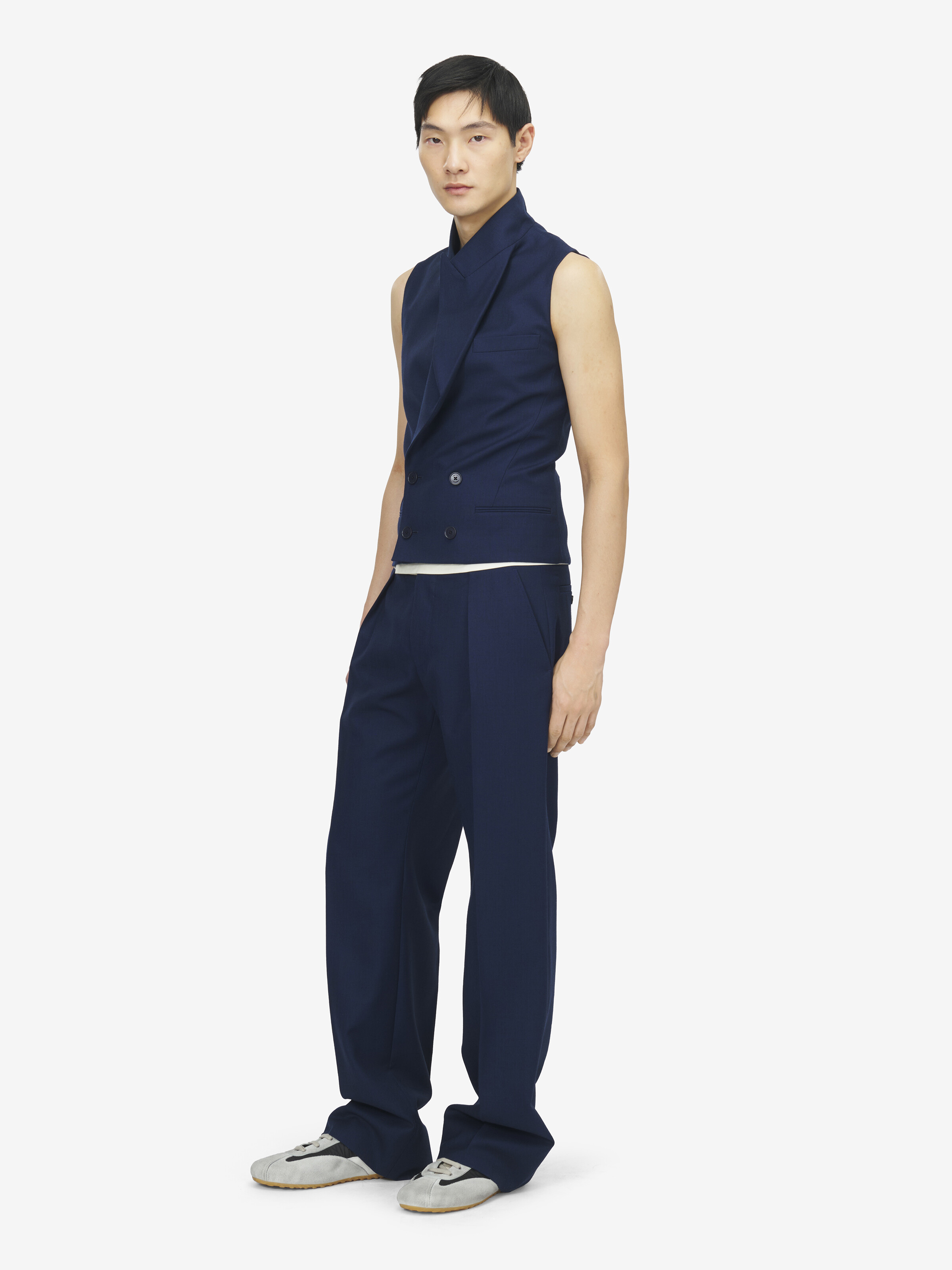 Men's Tailored Trousers in Indigo in 100% Wool | Alexander McQueen - image 3