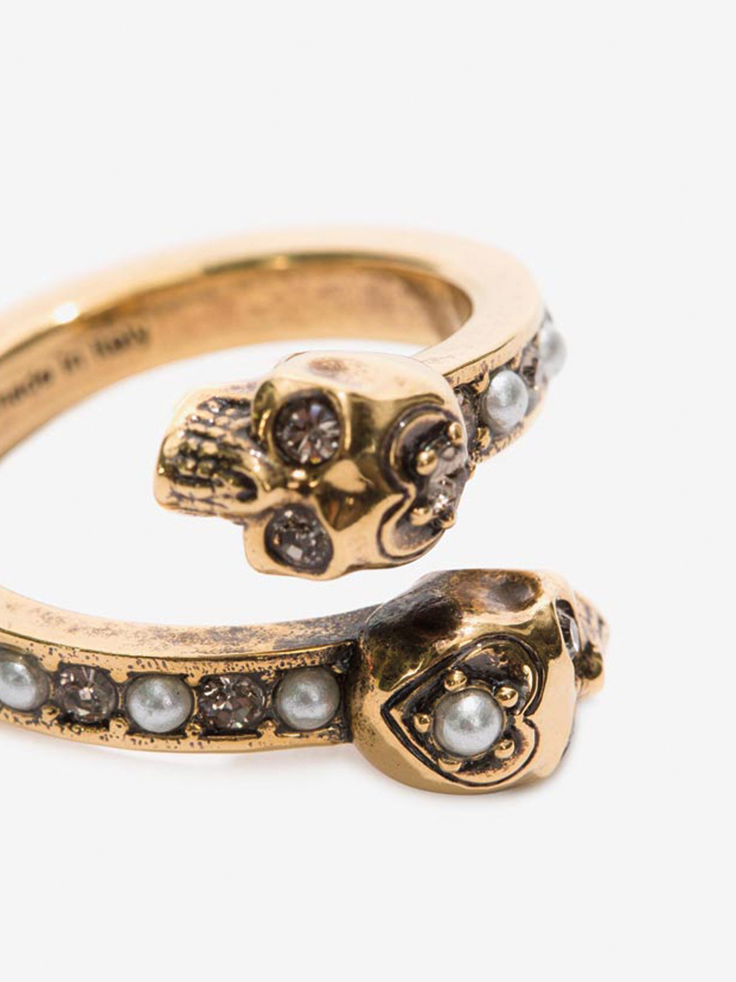 Women's Wrap-Around Skull Ring in Gold in Brass | Alexander McQueen - image 3