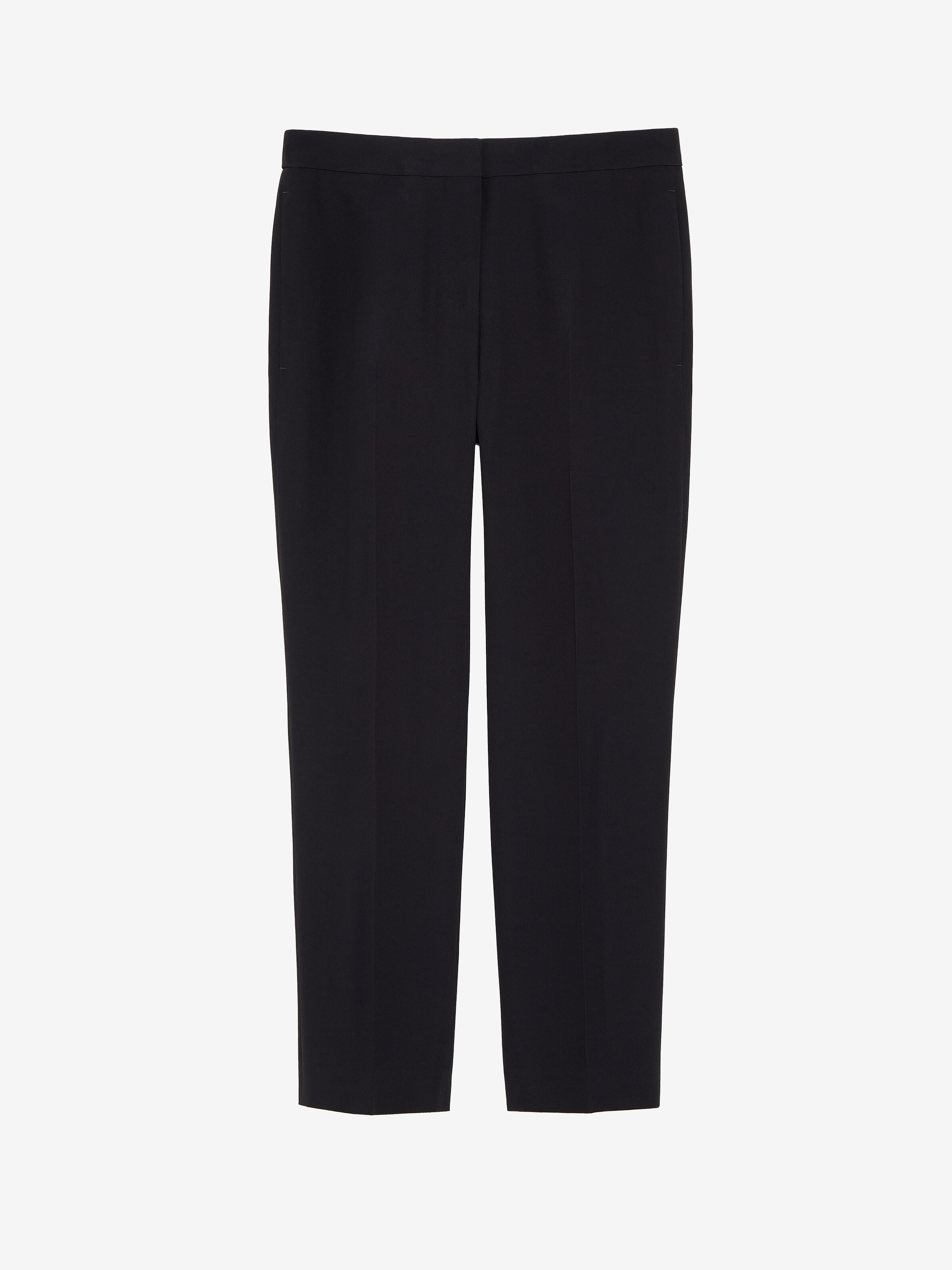 Women's Leaf Crepe Cigarette Trouser in Black in 52% Viscose, 48% Acetate | Alexander McQueen - image 1