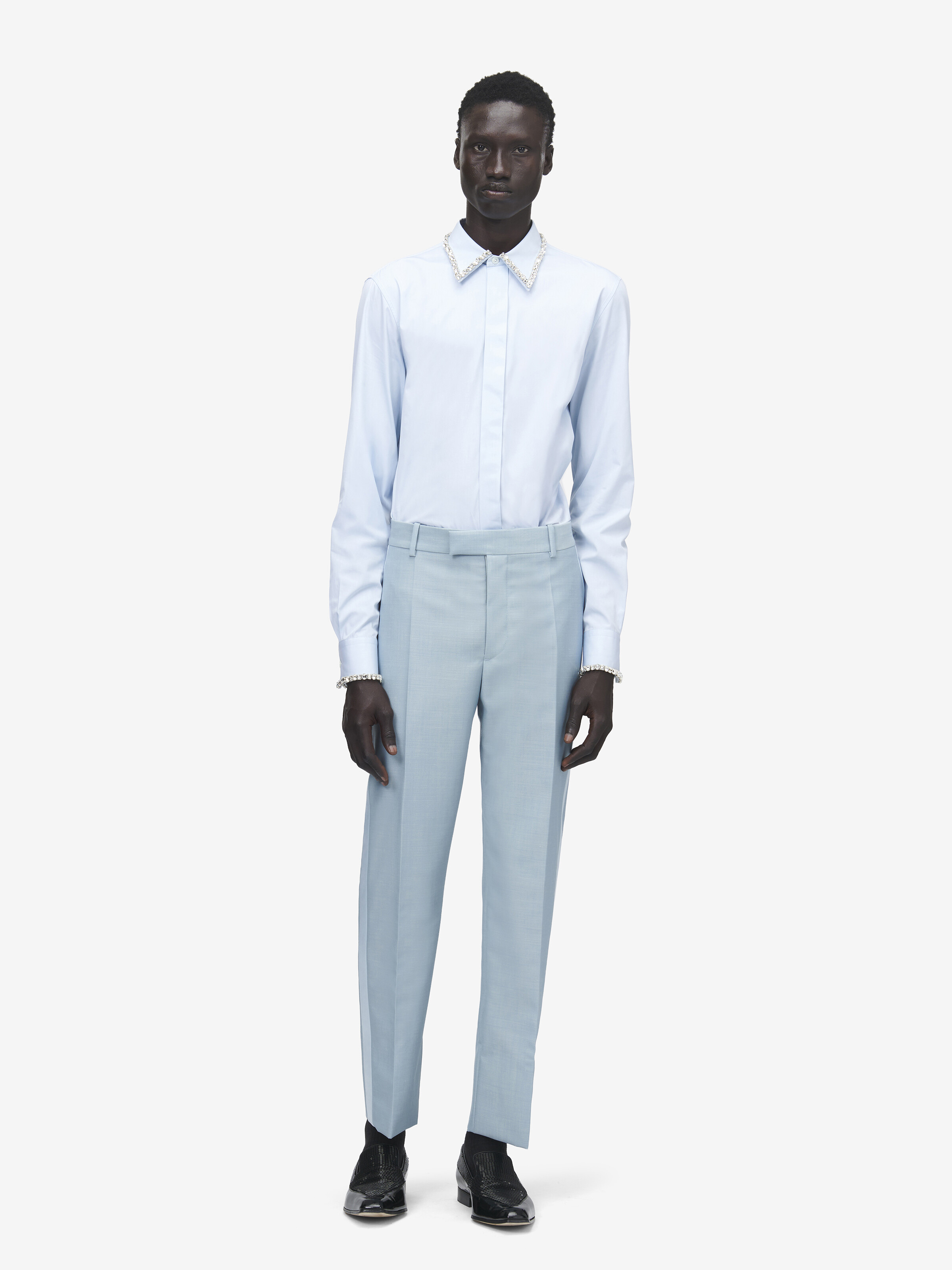 Camicia con ricamo di cristalli da Uomo in Azzurro in 100% Cotone | Alexander McQueen - image 3