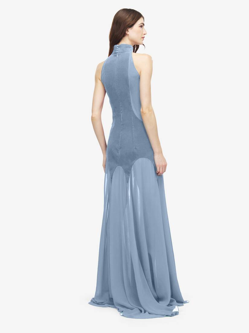 Silk Georgette Halter Evening Dress | Alexander McQueen - image 4