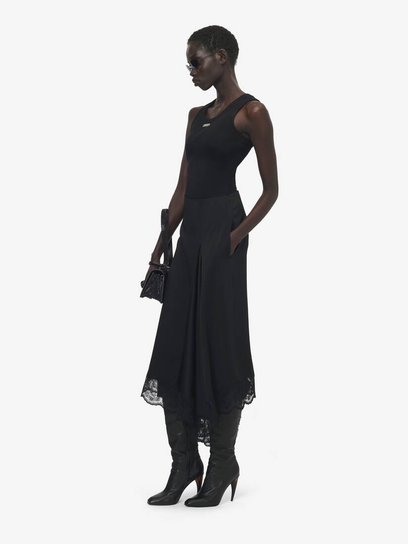 Lace Hem Asymmetric Midi Skirt | Alexander McQueen - image 3