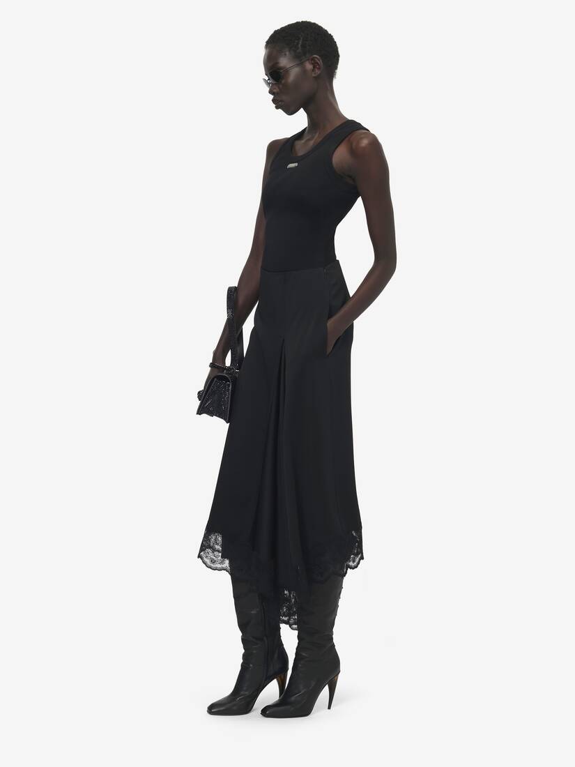 Lace Hem Asymmetric Midi Skirt | Alexander McQueen - image 3