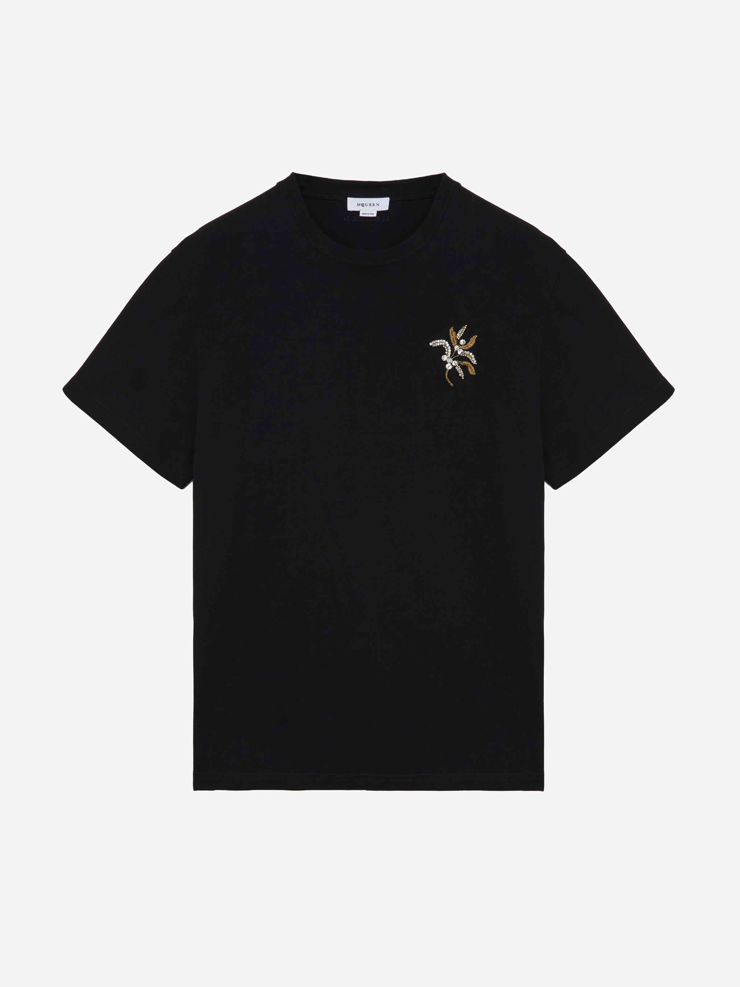 T-shirt à Broderie Jewelled Mistletoe pour Homme en Noir in 100% Coton | Alexander McQueen - image 2