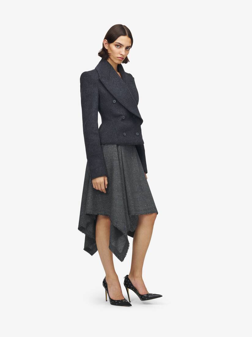 Flecked Glen Check Asymmetric Skirt | Alexander McQueen - image 3