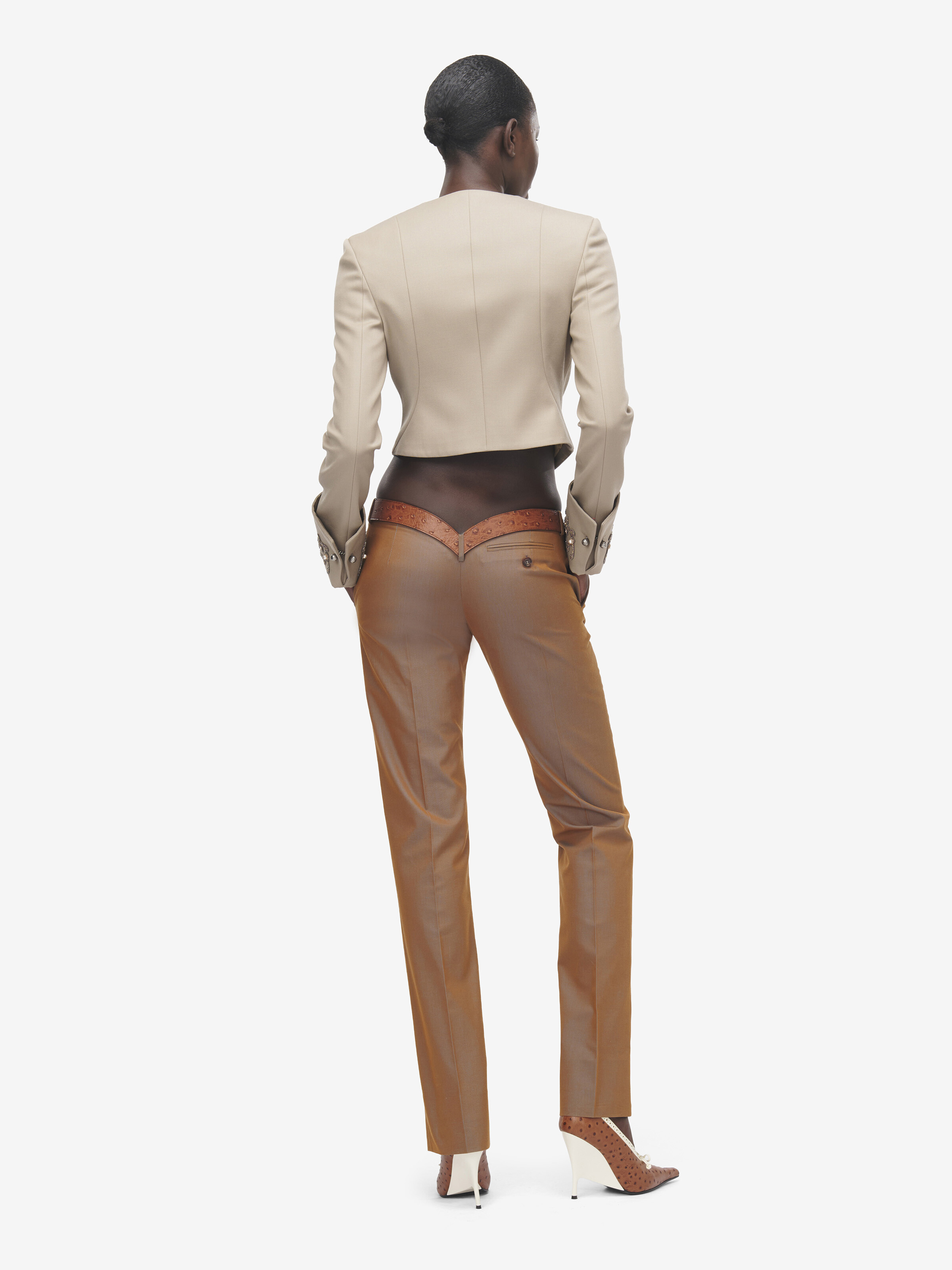 Women's Iridescent Bumster Trousers in Brown in 100% cotton -  pocket lining: 100% cotton | Alexander McQueen - image 2
