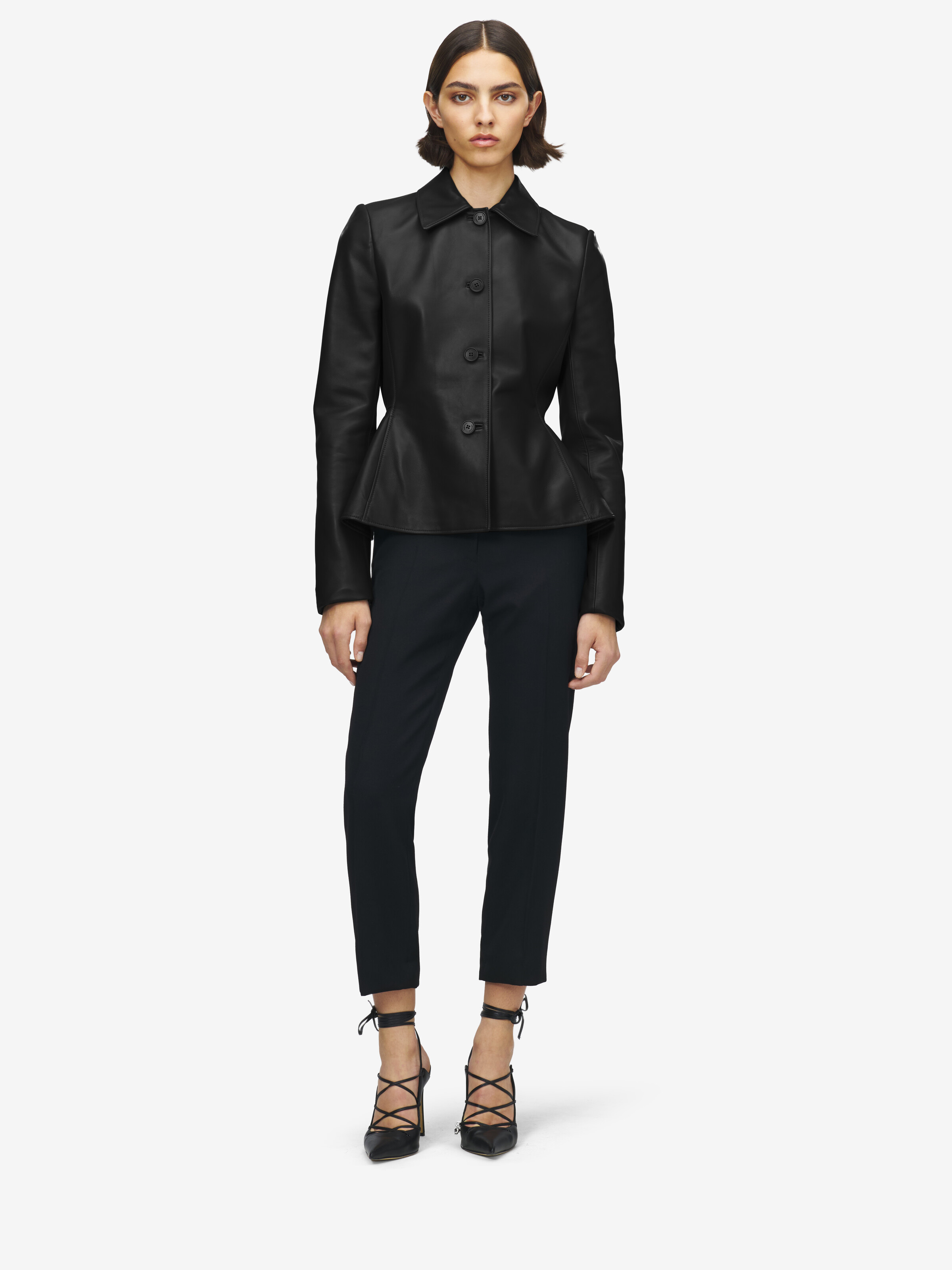 Veste à basque en cuir pour Femme en Noir in 100% Cuir d'agneau | Alexander McQueen - image 2