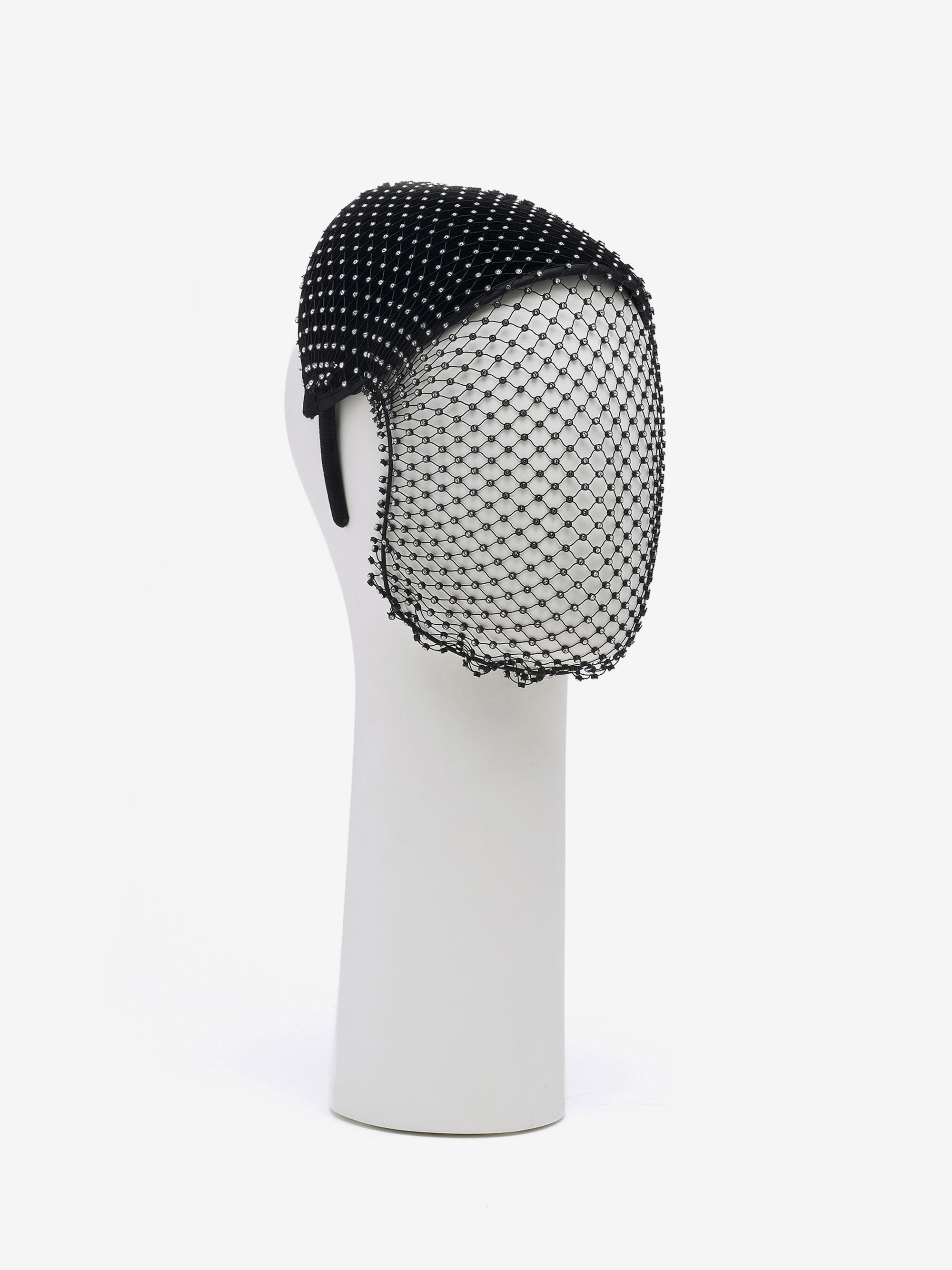 Women's Crystal Mesh Fascinator in Black in 95% Polyester, 5% Elastane | Alexander McQueen - image 4
