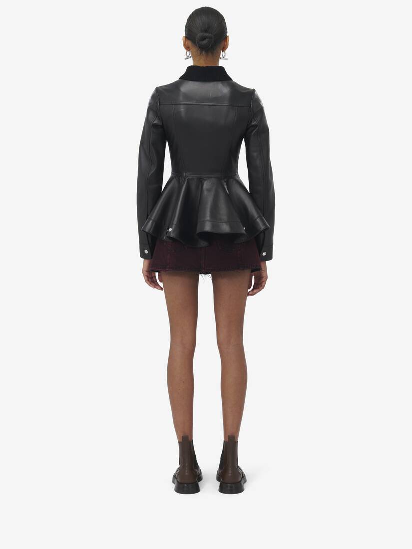 Schößchen-Lederjacke | Alexander McQueen - image 4