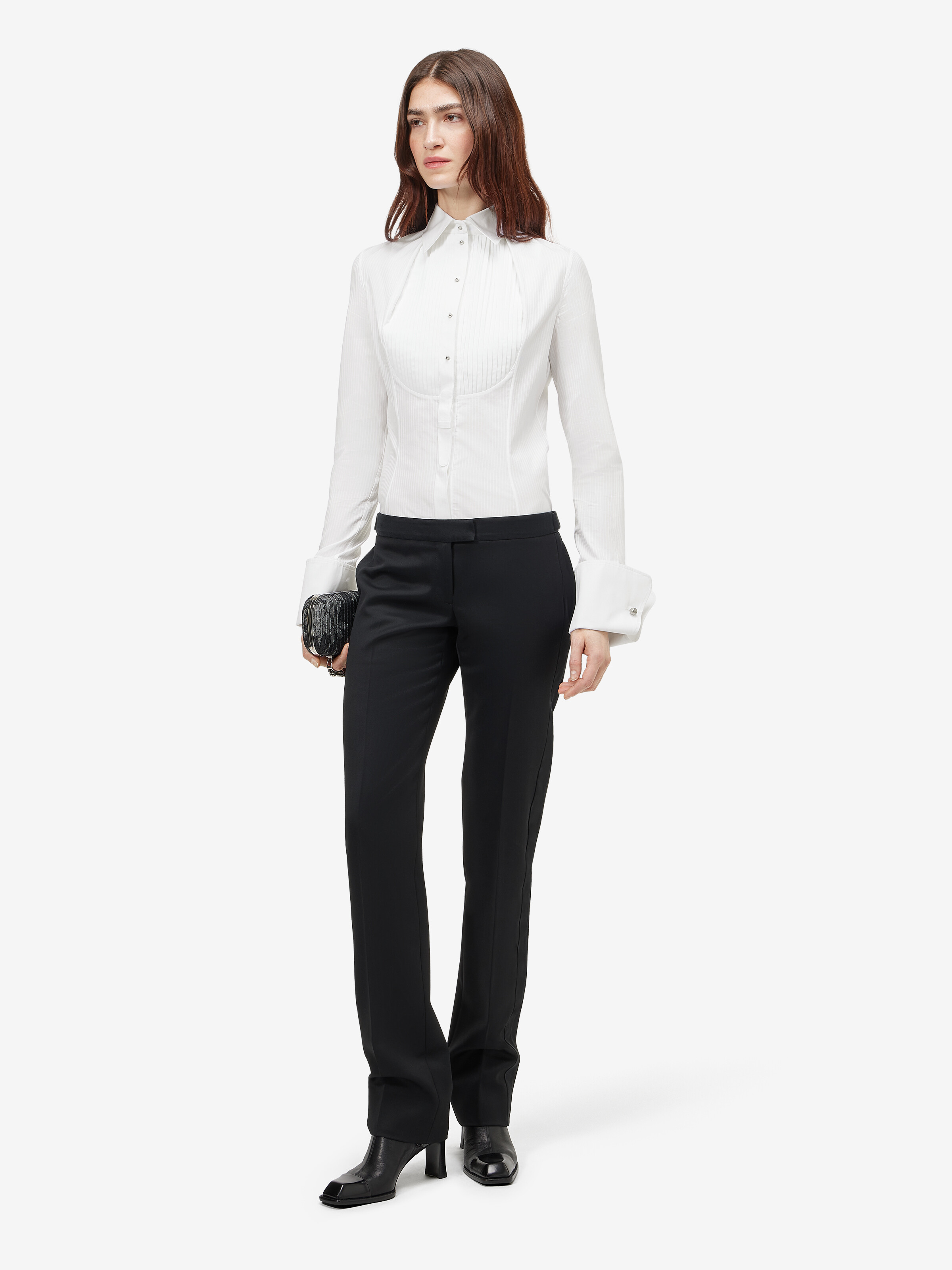 Women's Tuxedo Striped Shirt in Optical White in 100% Cotton | Alexander McQueen - image 2