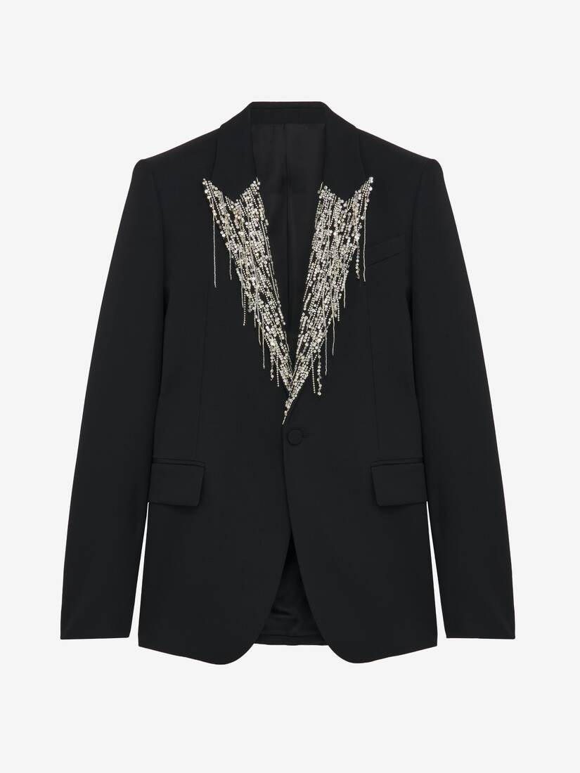 Crystal Embroidery Single-breasted Jacket | Alexander McQueen - image 1