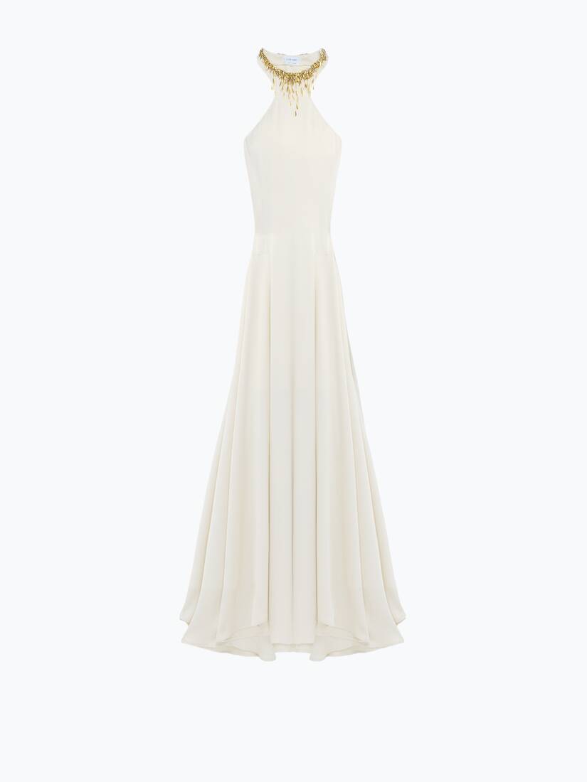 Gold Leaves And Crystal Embroidery Evening Dress | Alexander McQueen - image 1