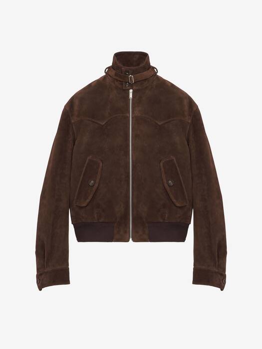Men's Suede Blouson in Dark Brown | McQueen US