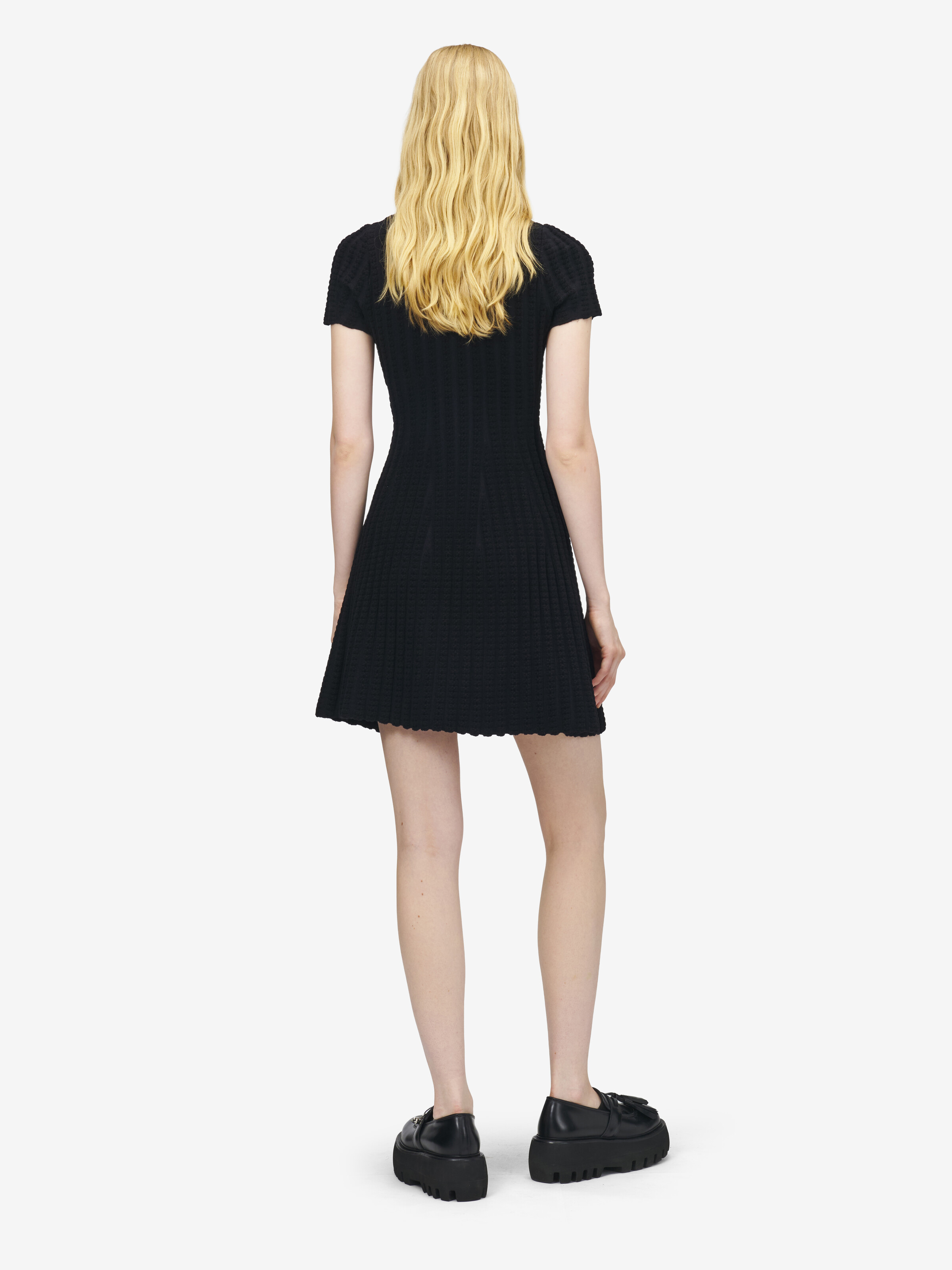 Women's Chenille Stripe Mini Dress in Black in 58% Viscose, 35% Polyamid, 5% Polyester, 2% Elastan | Alexander McQueen - image 4
