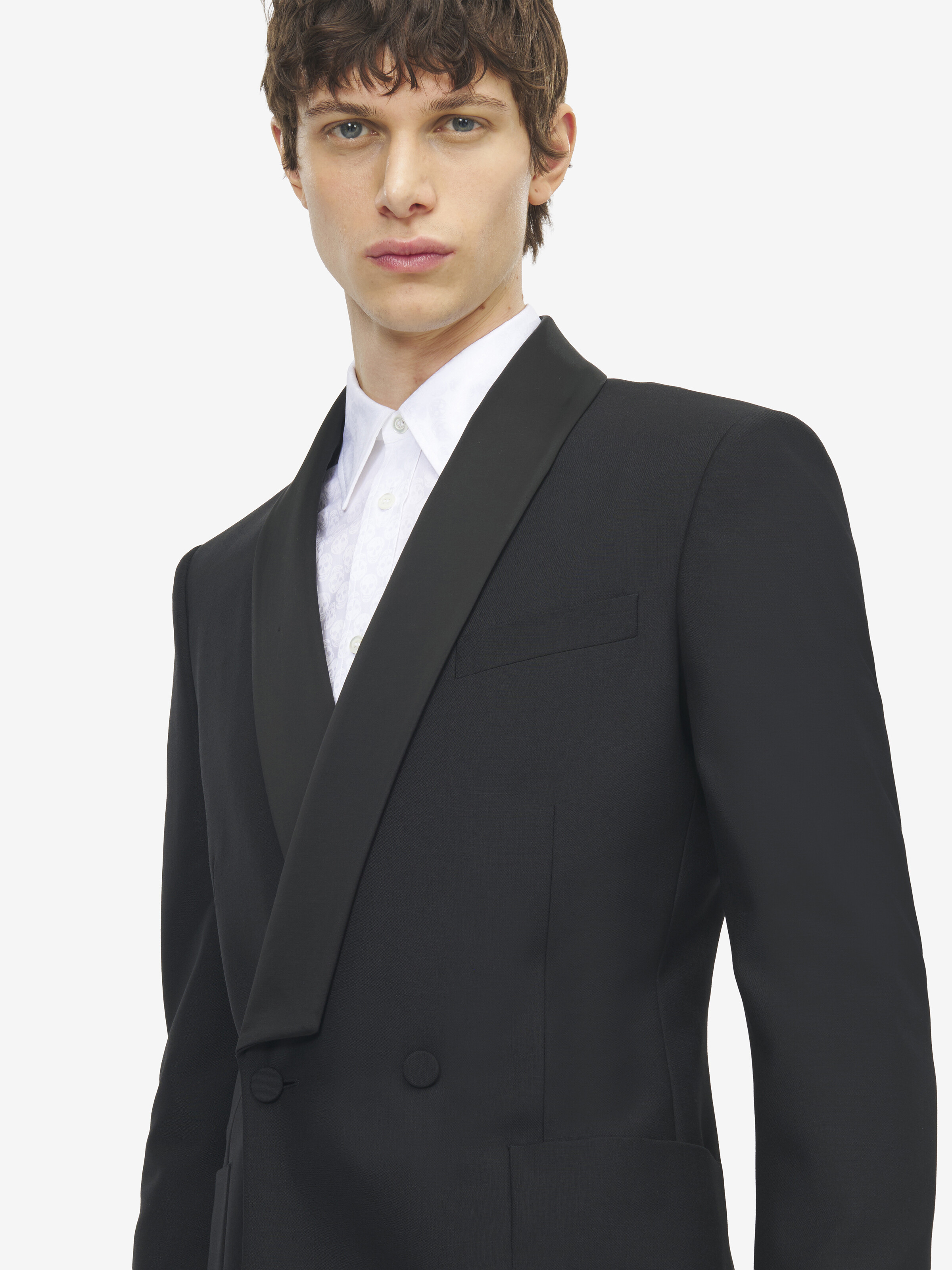 Veste de smoking à double boutonnage pour Homme en Noir in 75% Laine, 25% Mohair | Alexander McQueen - image 4