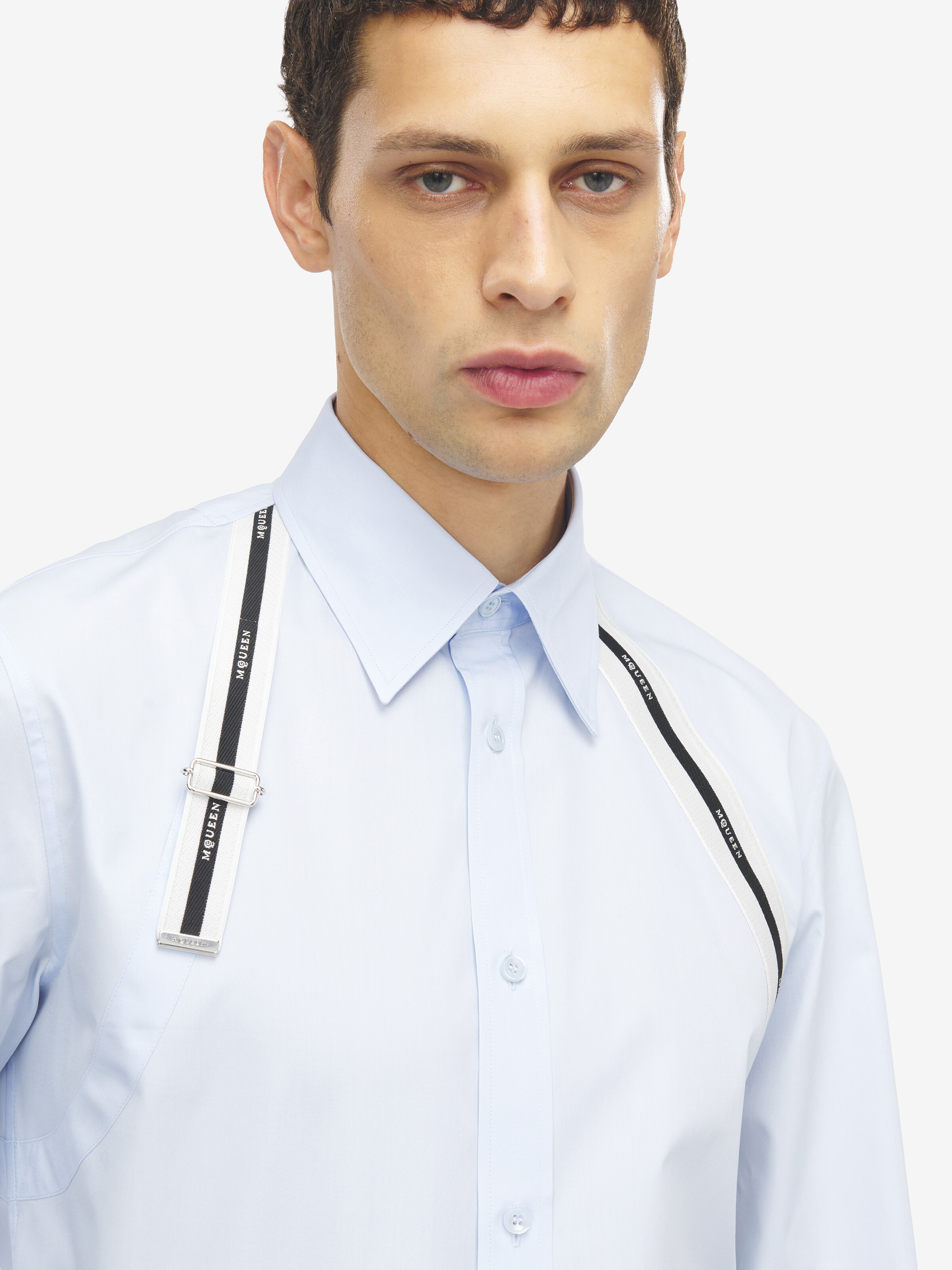 Chemise à harnais et logo McQueen pour Homme en Bleu Clair in 100% Coton | Alexander McQueen - image 5