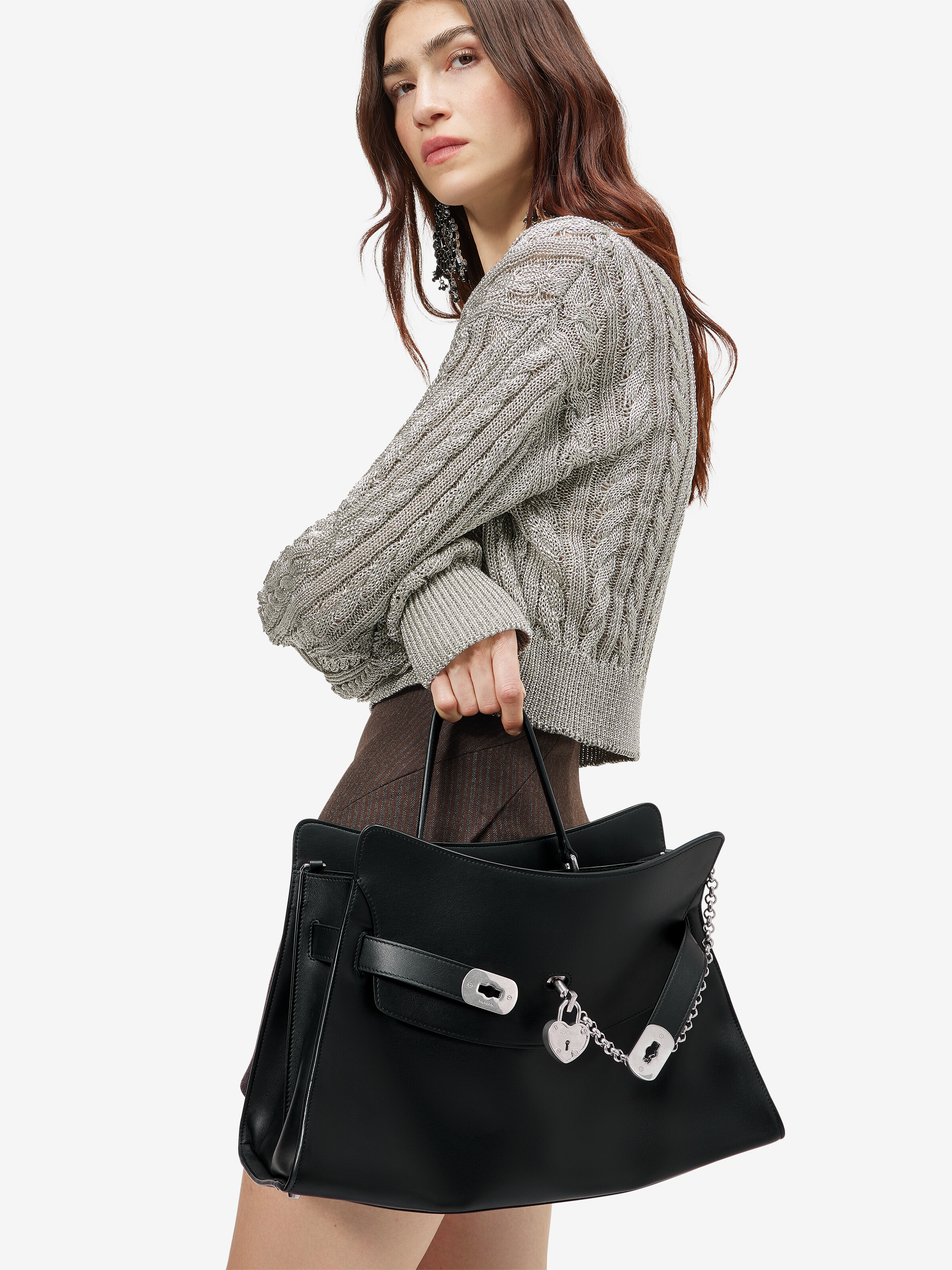 Women's Locke Bag in Black in Calf Leather | Alexander McQueen - image 2