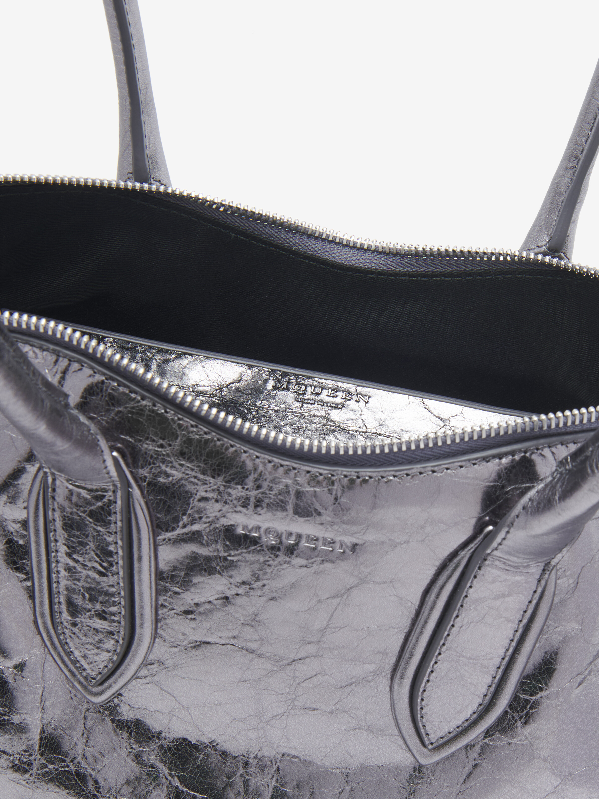 Sac Manta pour Femme en Argent Foncé in Cuir de veau | Alexander McQueen - image 4