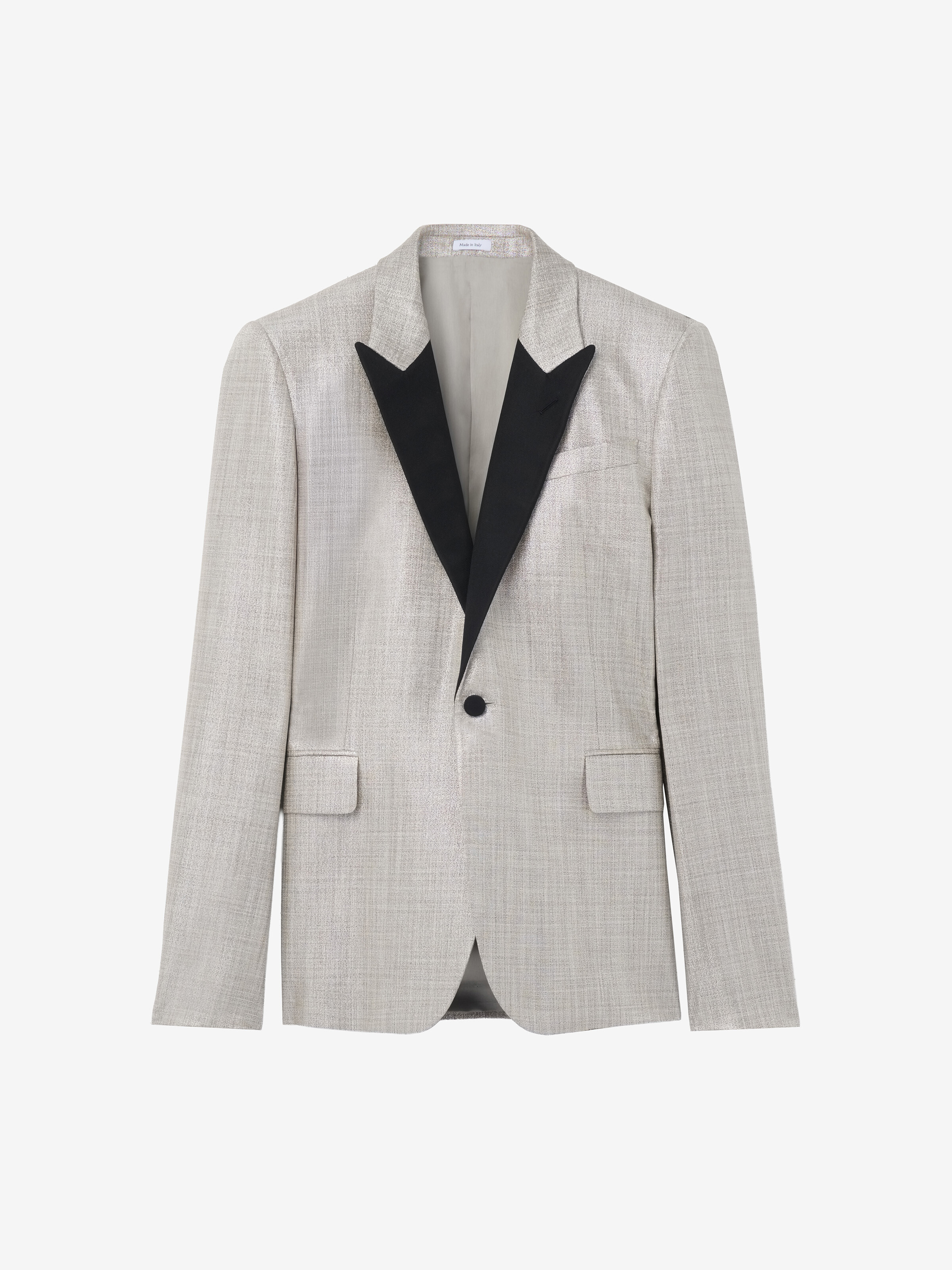 Men's Metallic Single-breasted Jacket in Pale Gold in 83% Viscose, 17% Metalic Polyester | Alexander McQueen - image 1