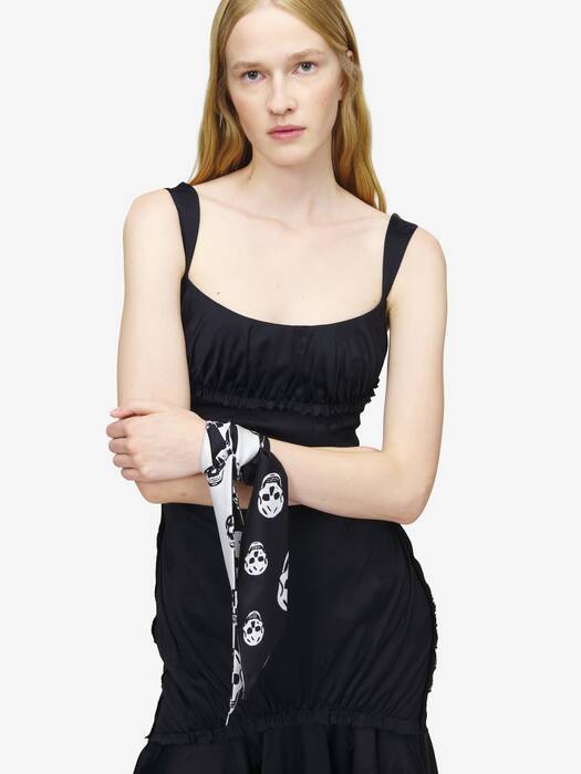 Women's Ribbon Skull Scarf in Black/Ivory | McQueen GB