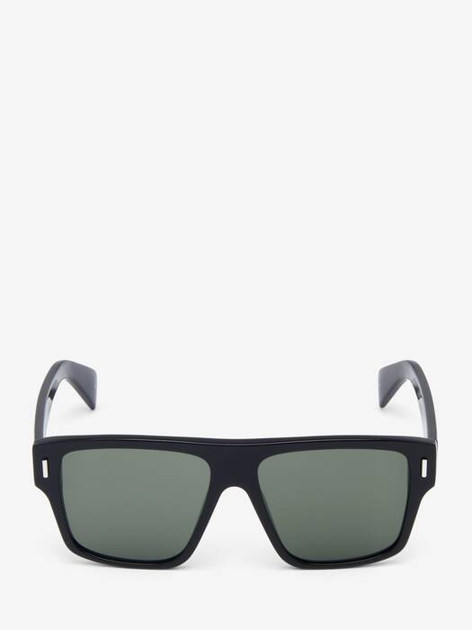 Women's T-Bar Rivet Square Sunglasses in Black | McQueen US