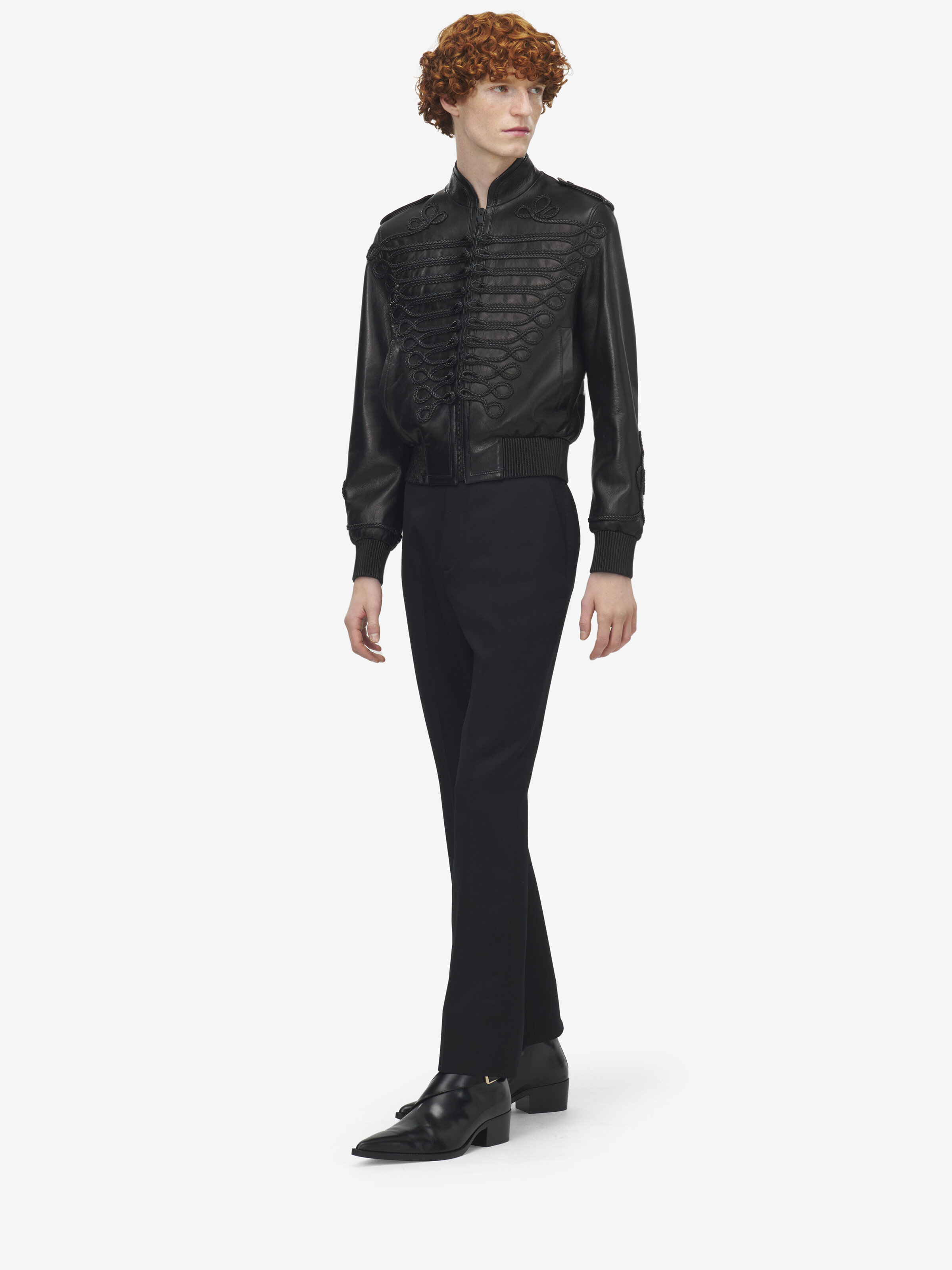 Frogging Embroidery Leather Jacket