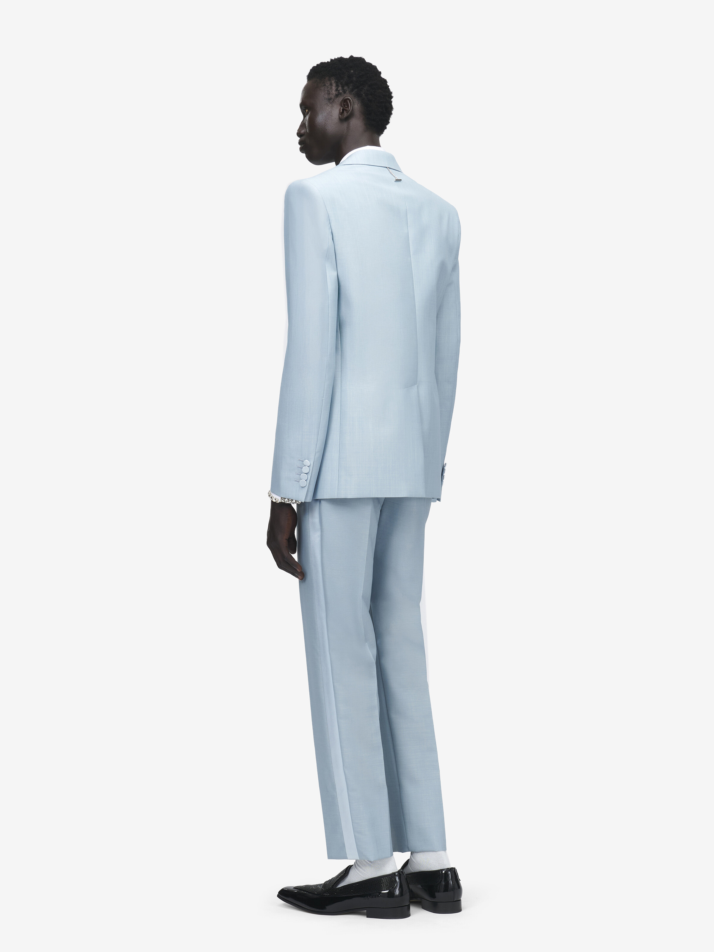 Giacca Monopetto in Lana Mohair da Uomo in Azzurro in 75% Lana, 25% Mohair | Alexander McQueen - image 4