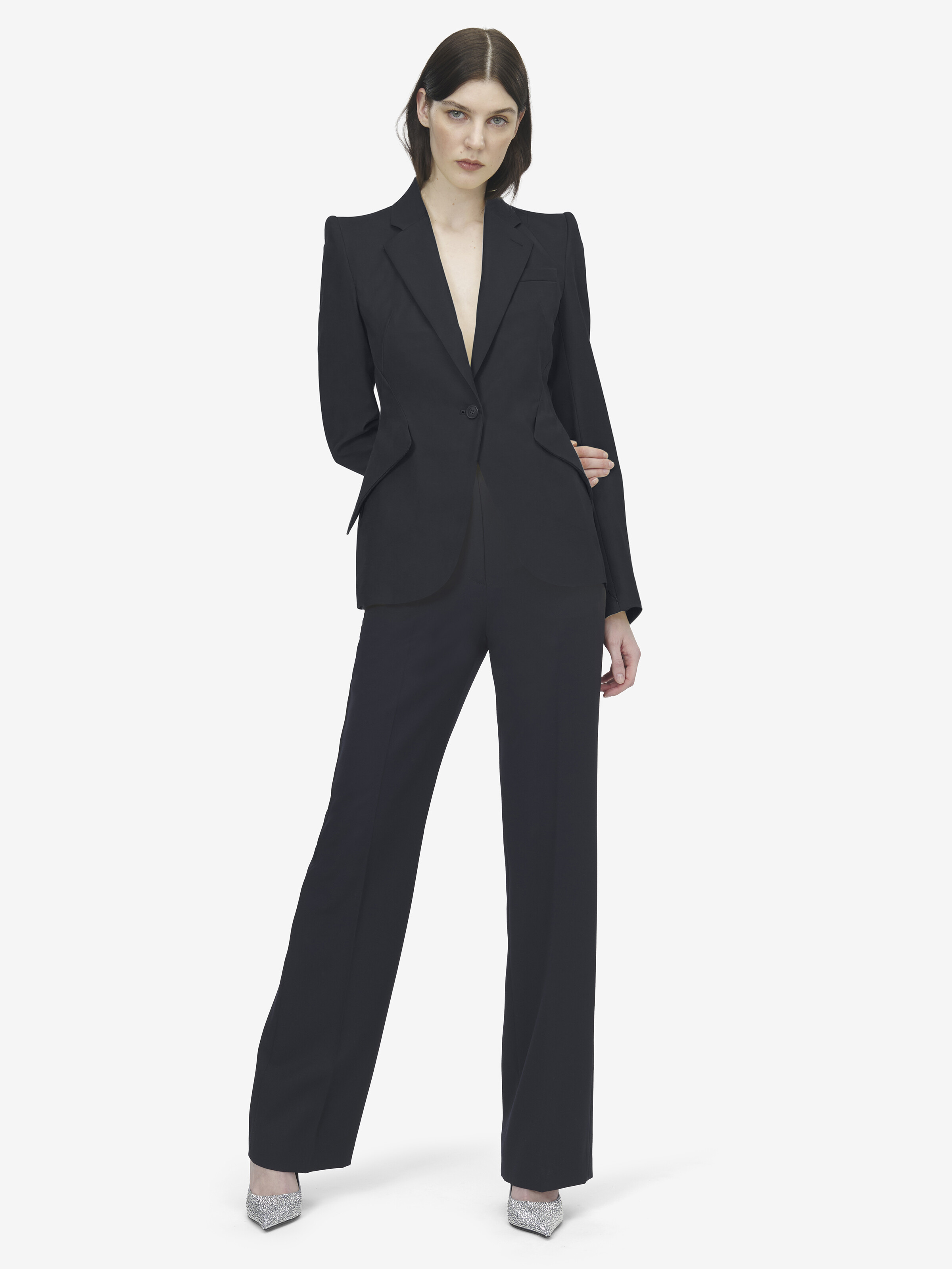 Couture-Hose mit hohem Bund für Damen in Indigo in Gewebe: 100% Wolle, Taschenfutter: 100% Baumwolle | Alexander McQueen - image 2