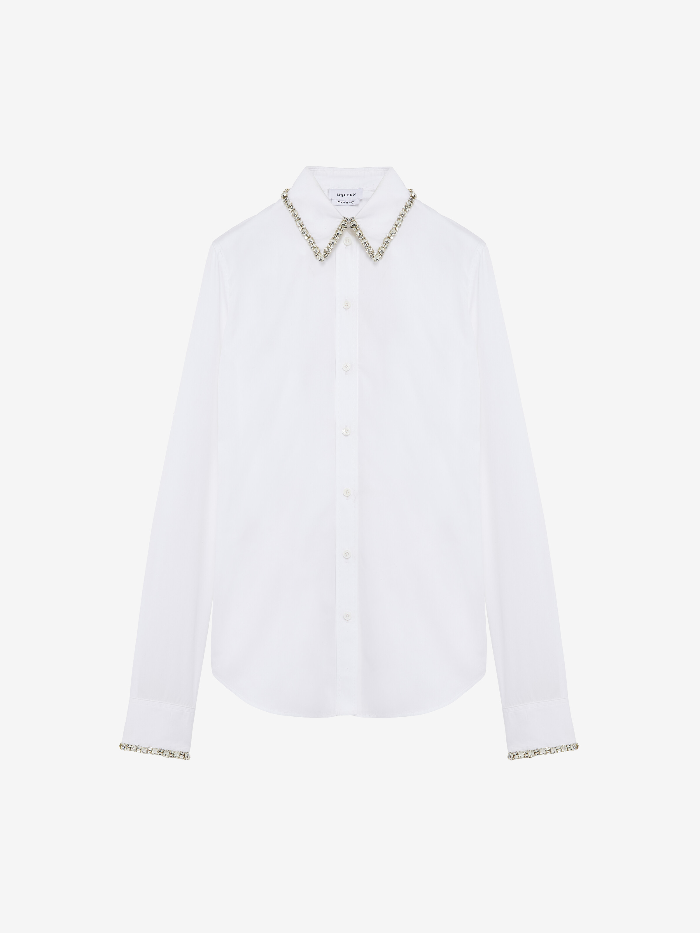 Women's Crystal Embroidery Shirt in Optical White in 100% Cotton | Alexander McQueen - image 1