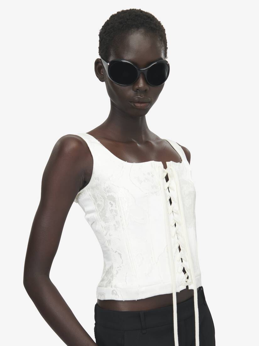 Fil Coupé Floral Corset Top | Alexander McQueen - image 5