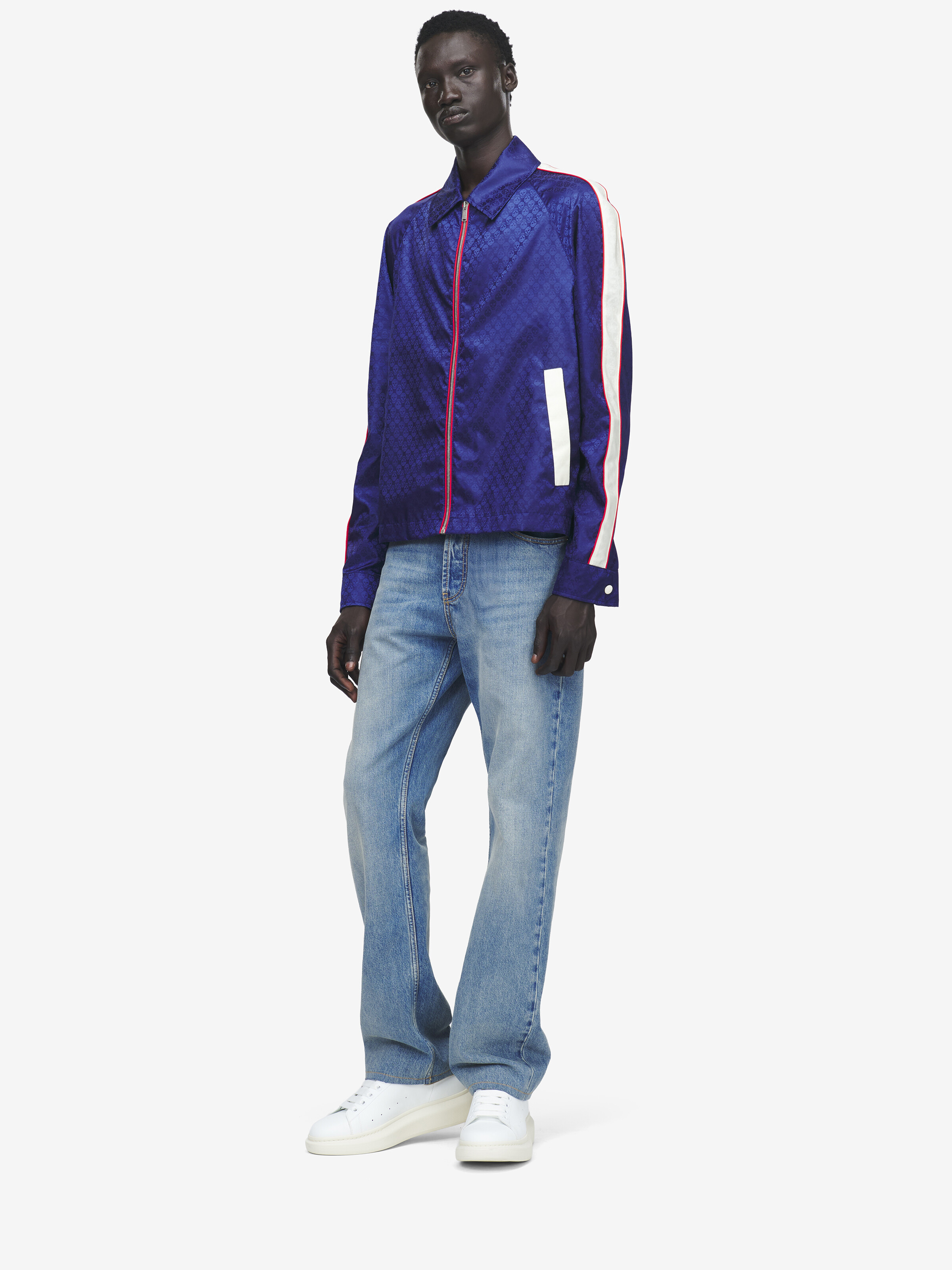 Men's Skull Jacquard Jacket in Blue in 100% Polyamid | Alexander McQueen - image 2