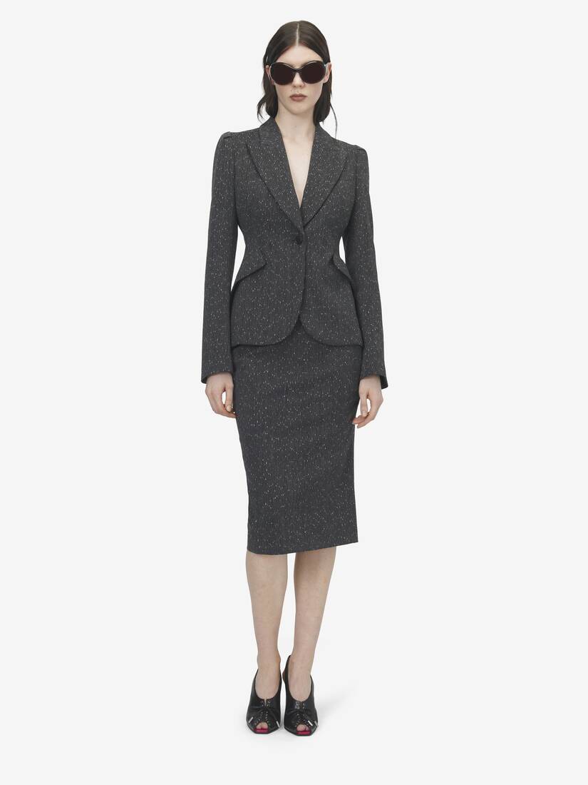Einreihiges meliertes Nadelstreifen-Jackett | Alexander McQueen - image 2
