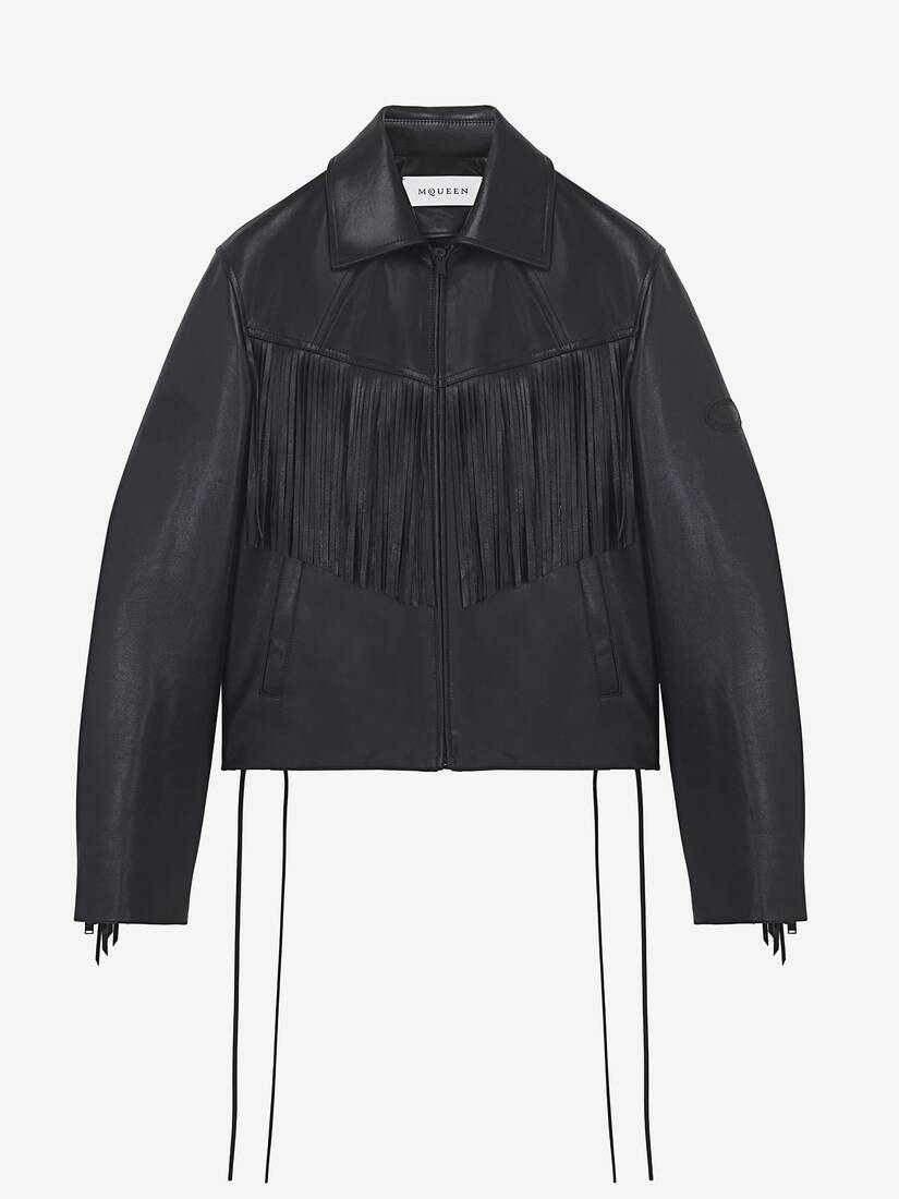 Veste en cuir à franges | Alexander McQueen - image 1