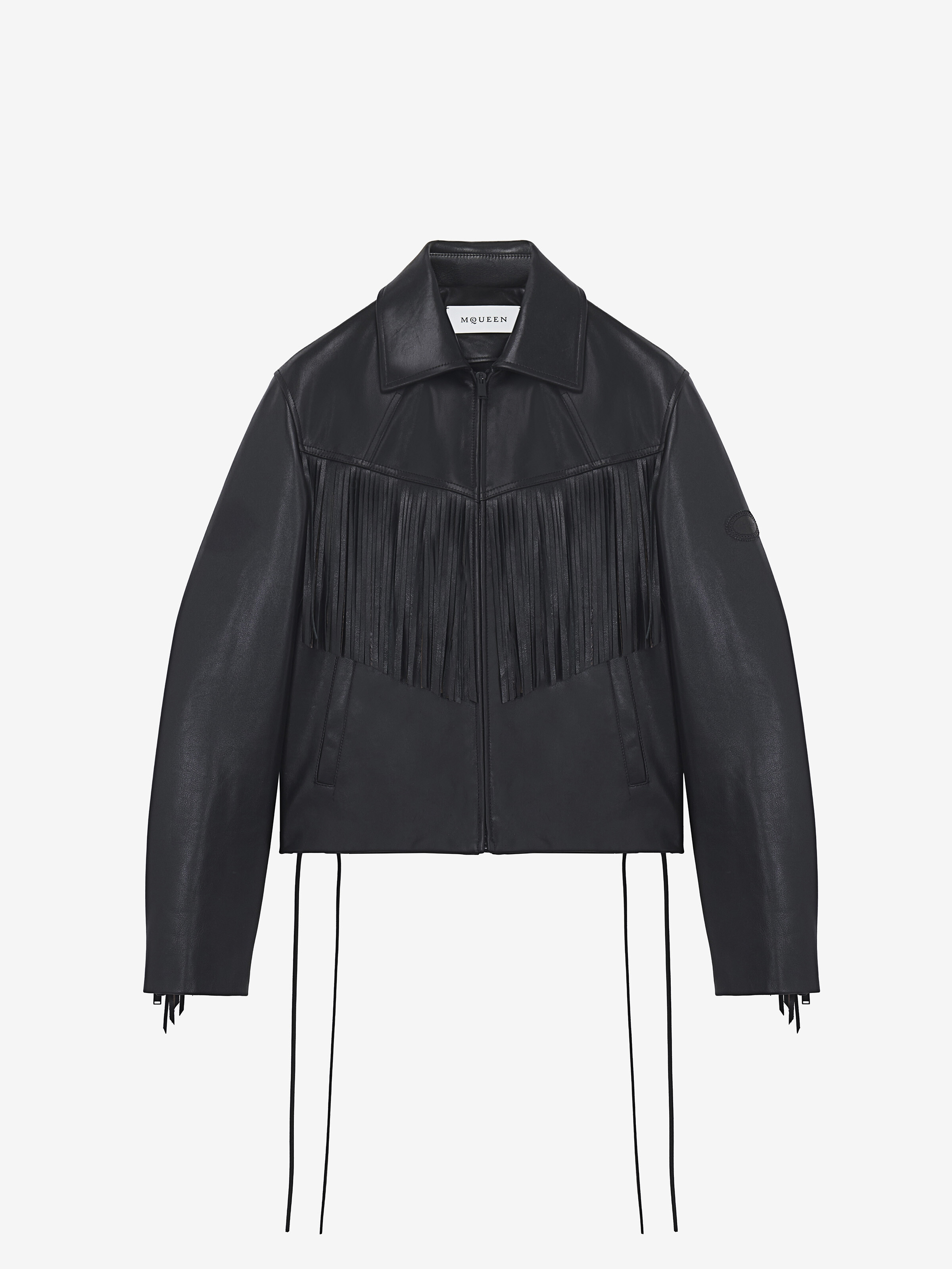 Men's Fringe Leather Jacket in Black in Calf Leather | Alexander McQueen - image 1
