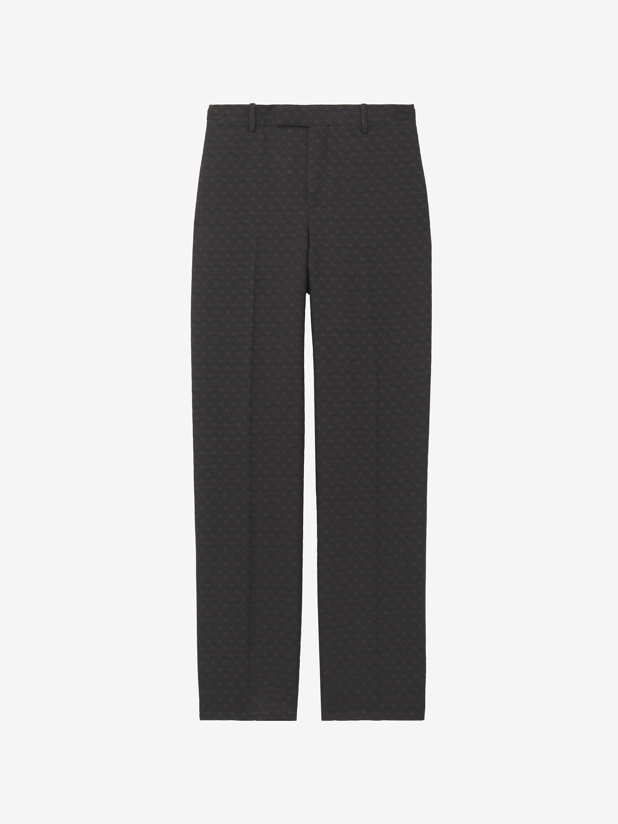 Men's Skull Jacquard Tailored Trousers in Brown in 78% Viscose, 22% Polyester | Alexander McQueen - image 1