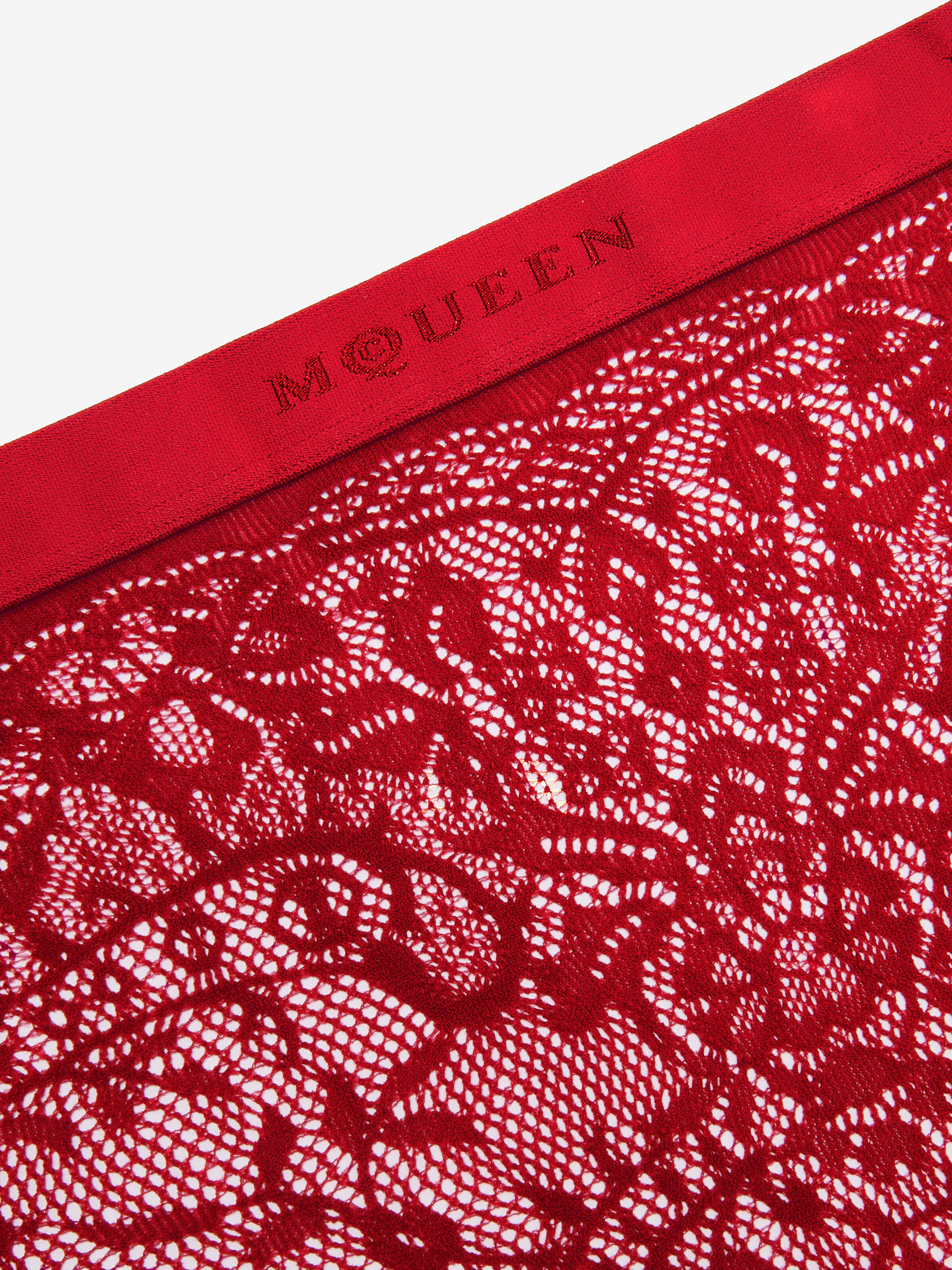 Women's Floral Lace Tights in Crimson in 80% Polyamid, 20% Elastane | Alexander McQueen - image 2