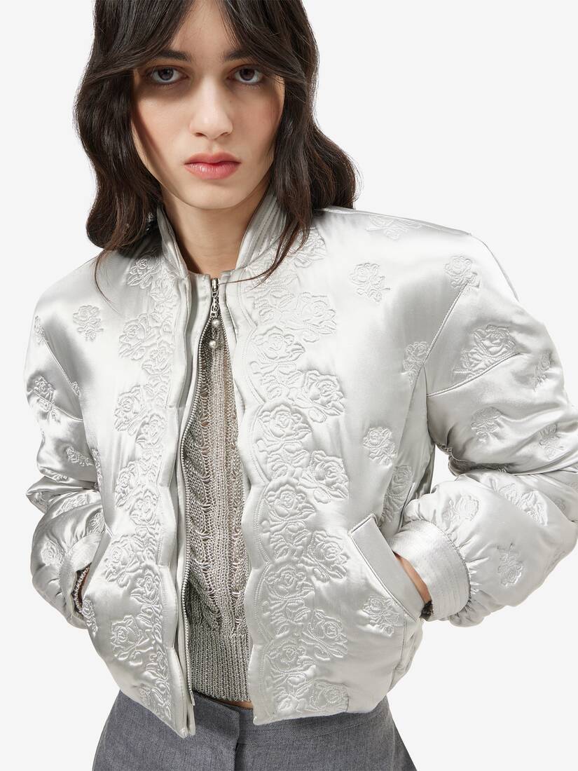 Rose Quilted Cropped Bomber Jacket | Alexander McQueen - image 5