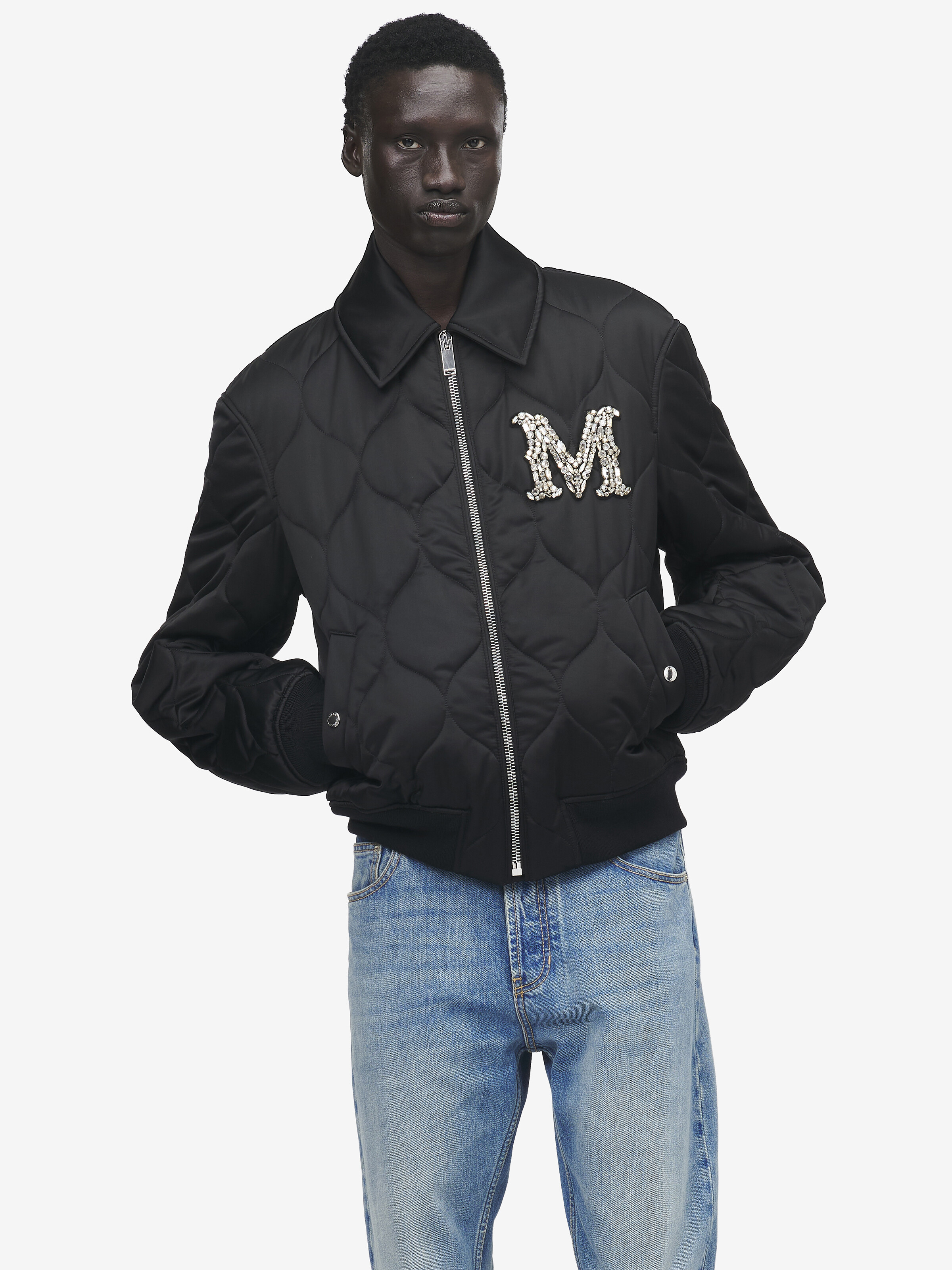 Veste Matelassée avec Logo en Cristaux