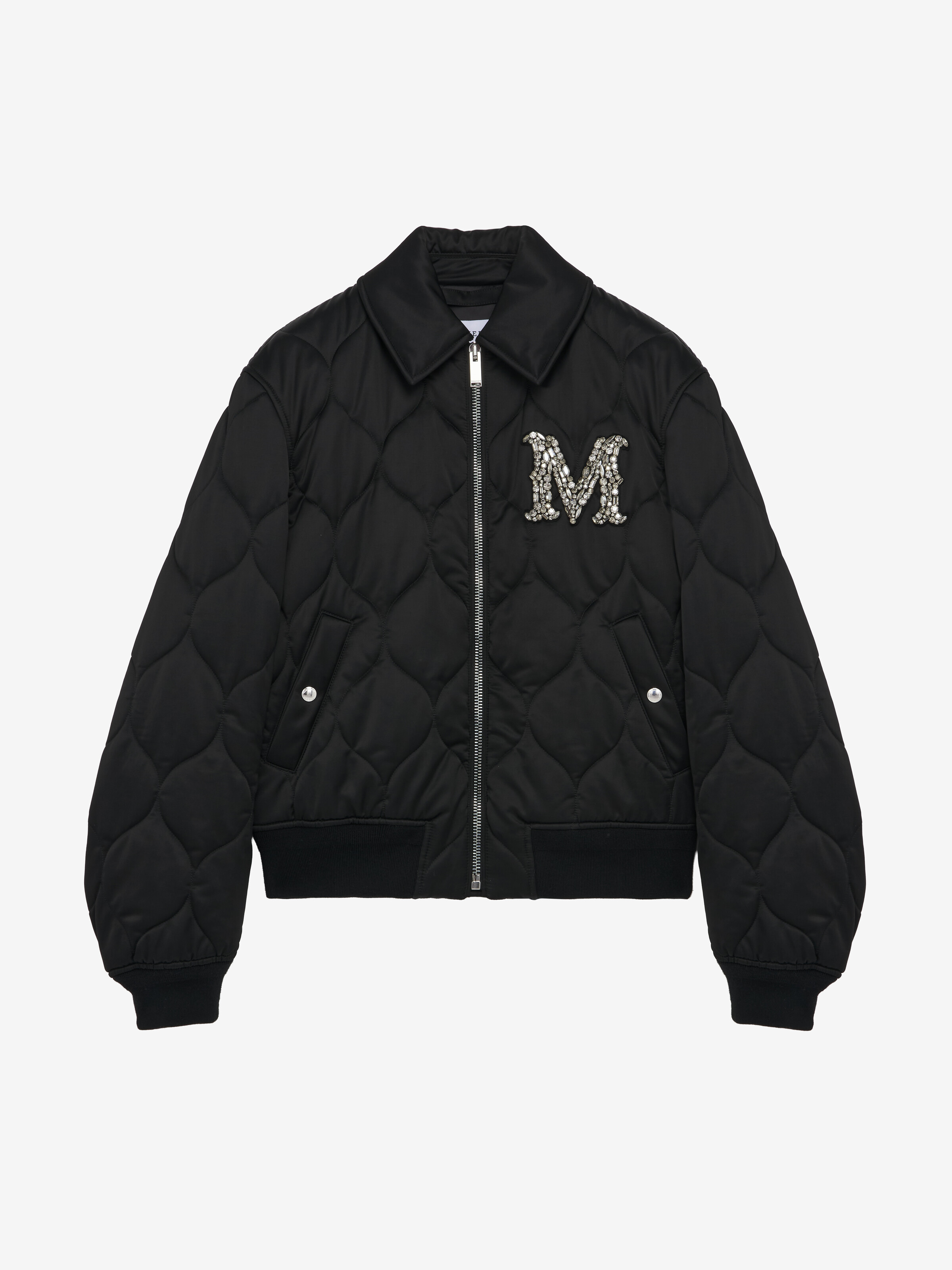 Men's Crystal Logo Quilted Jacket in Black in 50% Cotton, 50% Viscose | Alexander McQueen - image 1