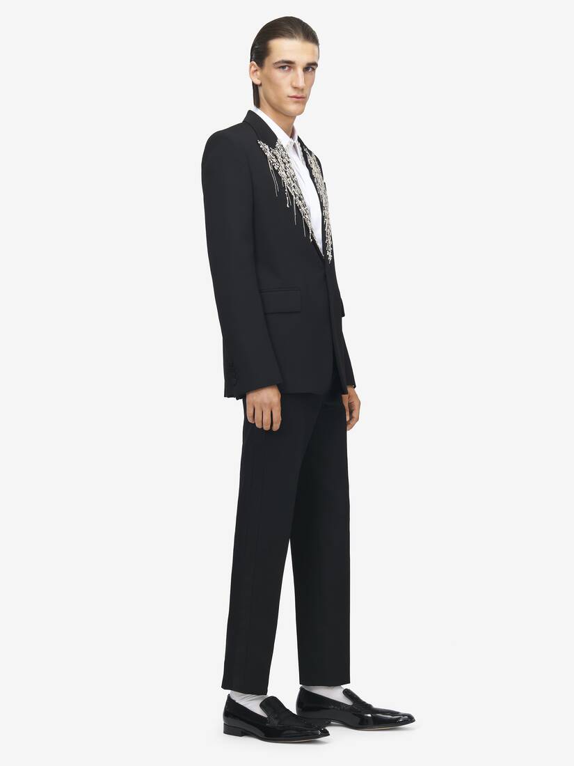 Crystal Embroidery Single-breasted Jacket | Alexander McQueen - image 3