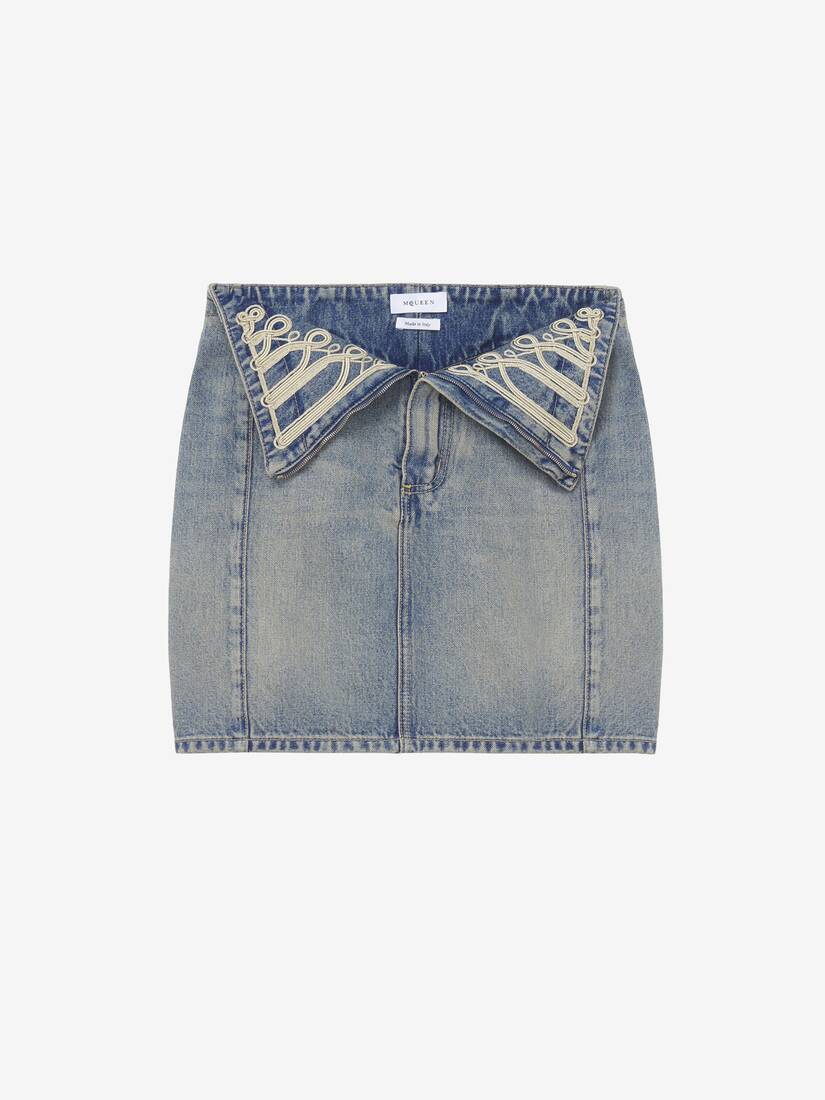 Metallic Frogging Fold Over Mini Skirt | Alexander McQueen - image 1