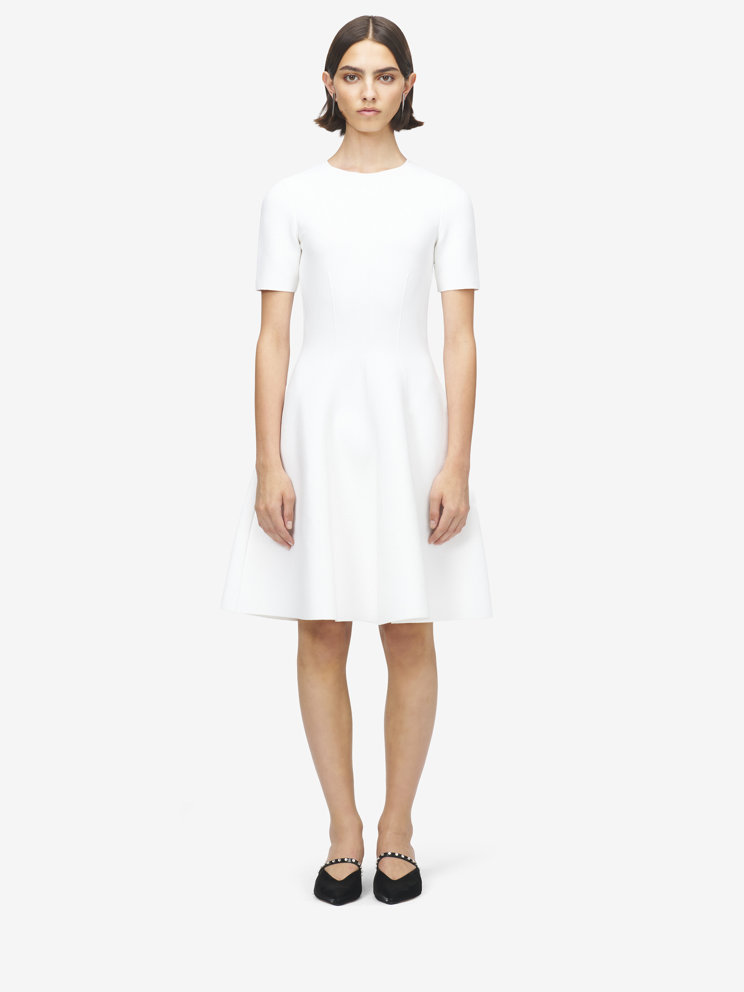 Women's Knitted Midi Dress in Ivory in 59% Viscose, 41% Polyester | Alexander McQueen - image 1