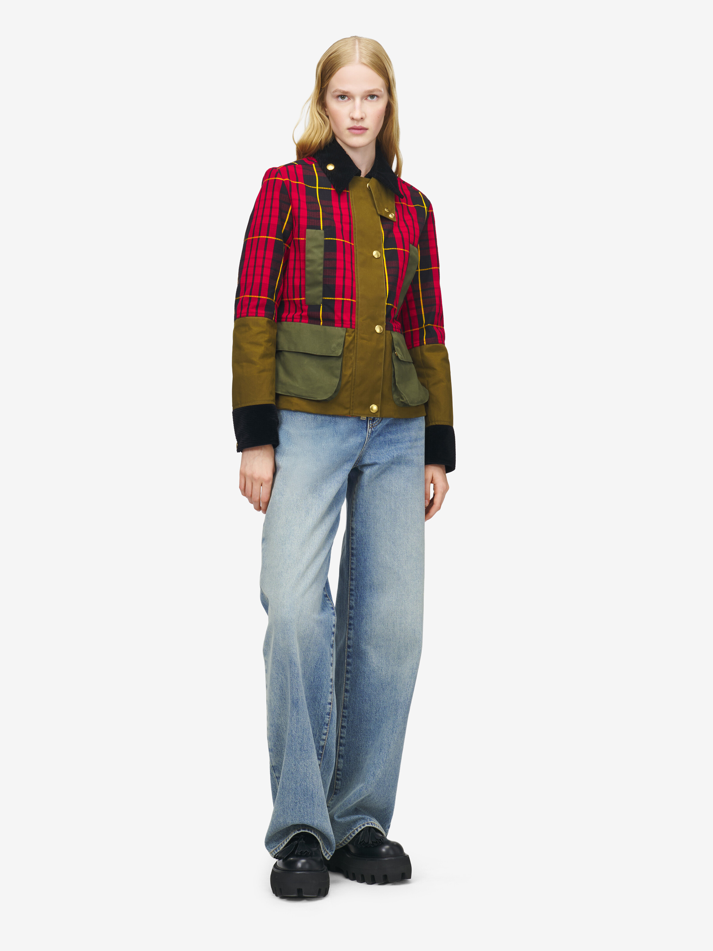 Women's Tartan Ripstop Jacket in Red/Black/Yellow in 60% Cotton, 40% Polyamide | Alexander McQueen - image 3