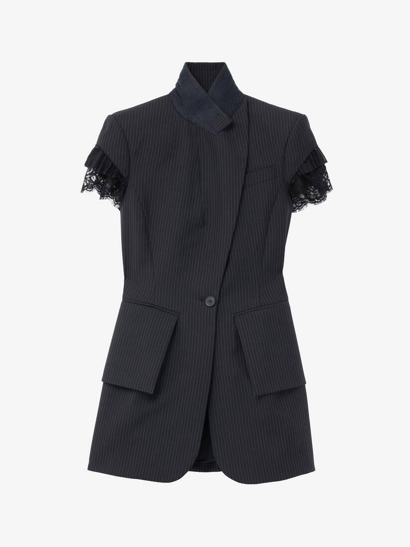 Pinstriped Short-Sleeved Jacket | Alexander McQueen - image 1
