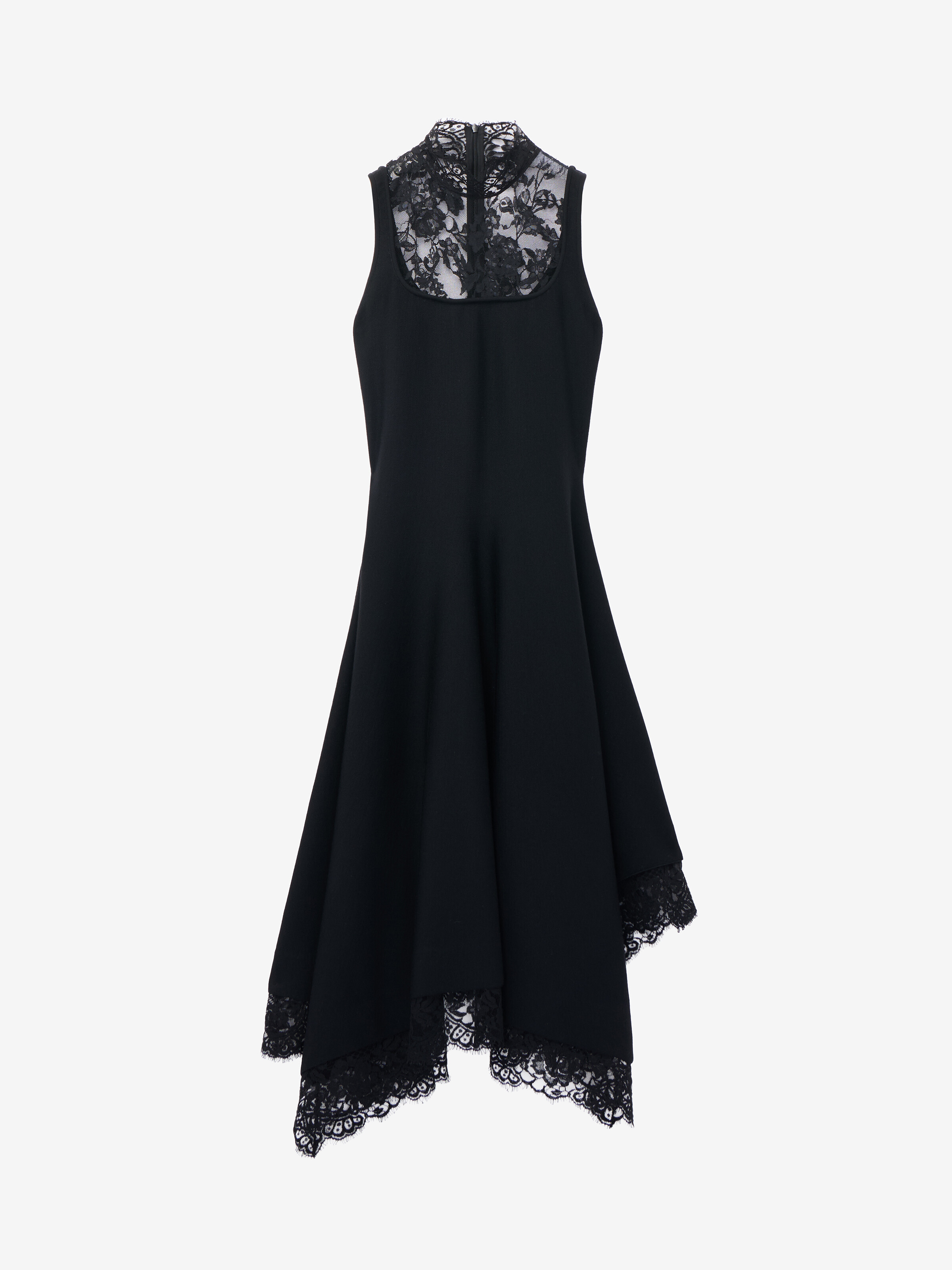 Women's Heritage Lace Sleeveless Dress in Black in 48% Viscose, 44% Wool, 7% Polyamide, 1% Elastane | Alexander McQueen - image 1