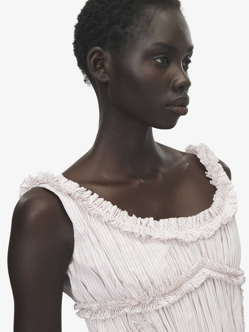 Nadelstreifen-Minikleid mit Plissee-Rüschen | Alexander McQueen - image 5