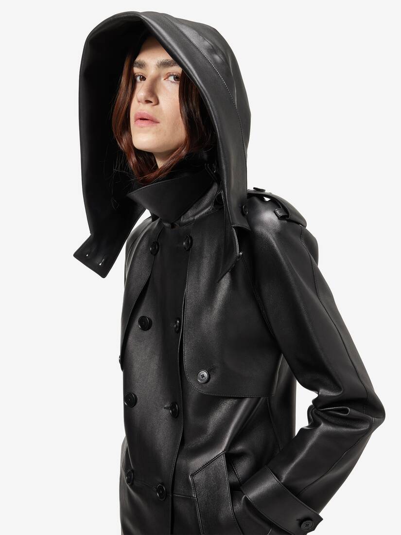 Leather Hooded Trench Coat | Alexander McQueen - image 5